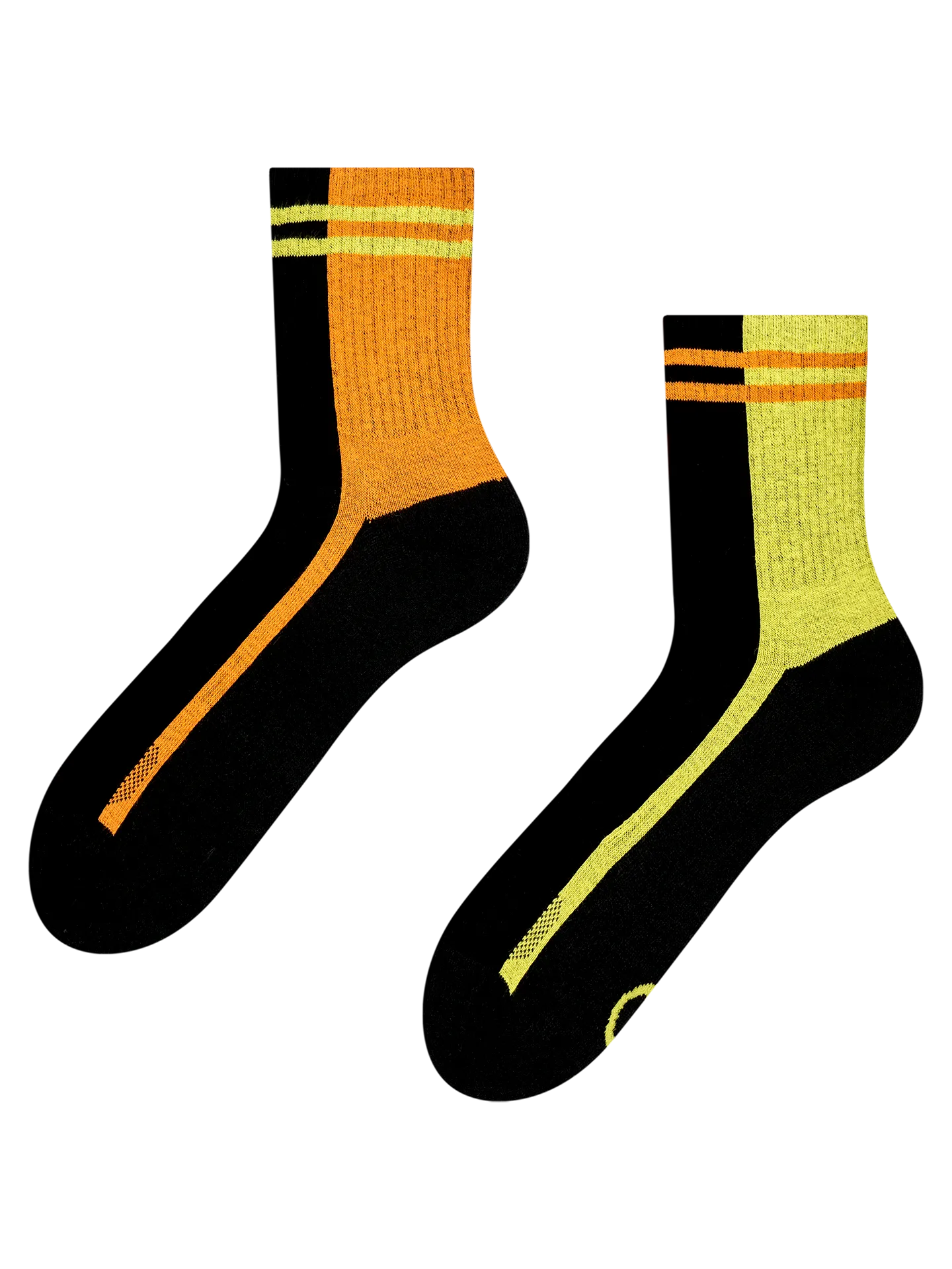 Calcetines de deporte funcionales alegres Rayas lima y naranja
