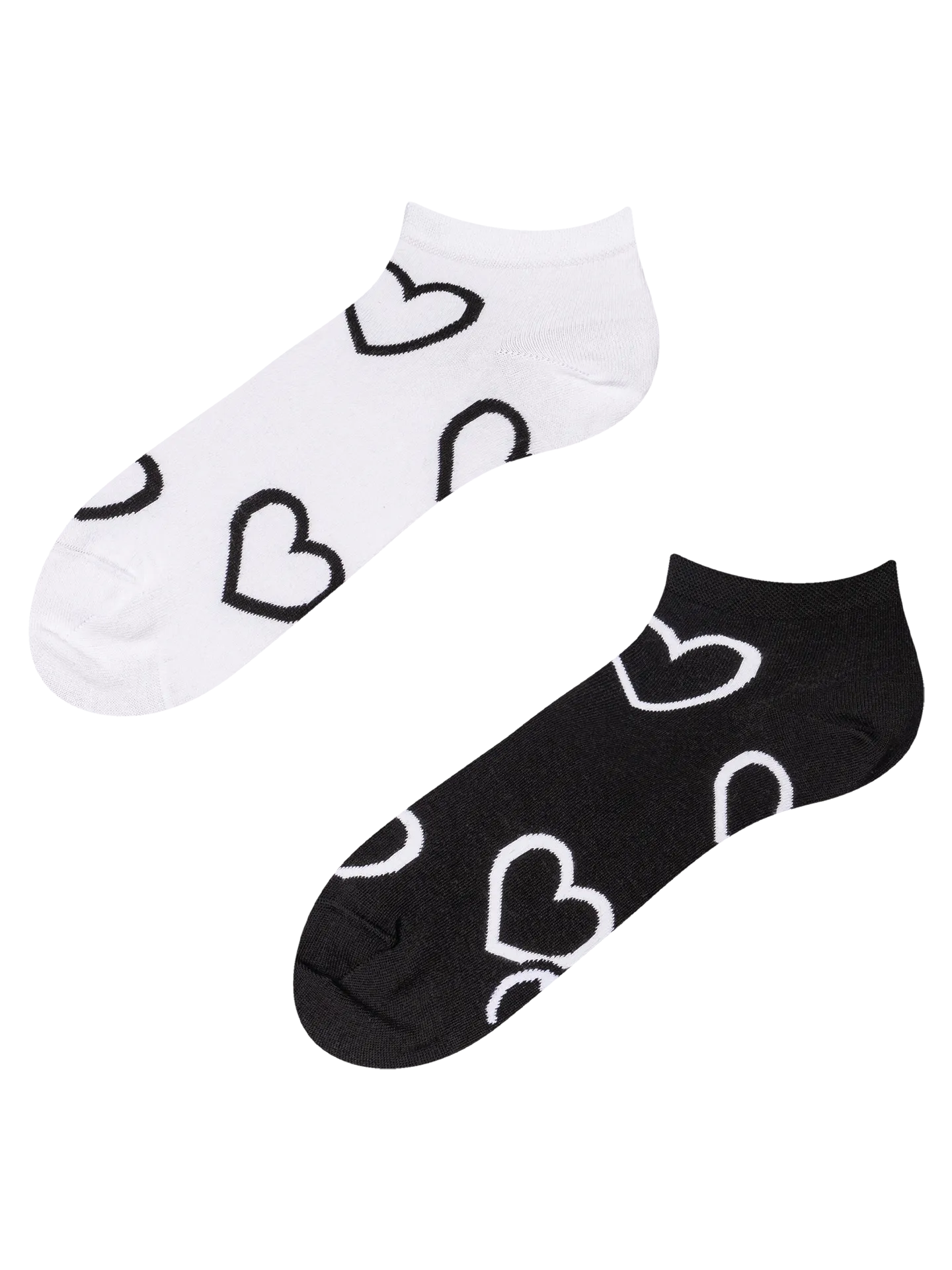 Calcetines tobilleros alegres Corazones en blanco y negro