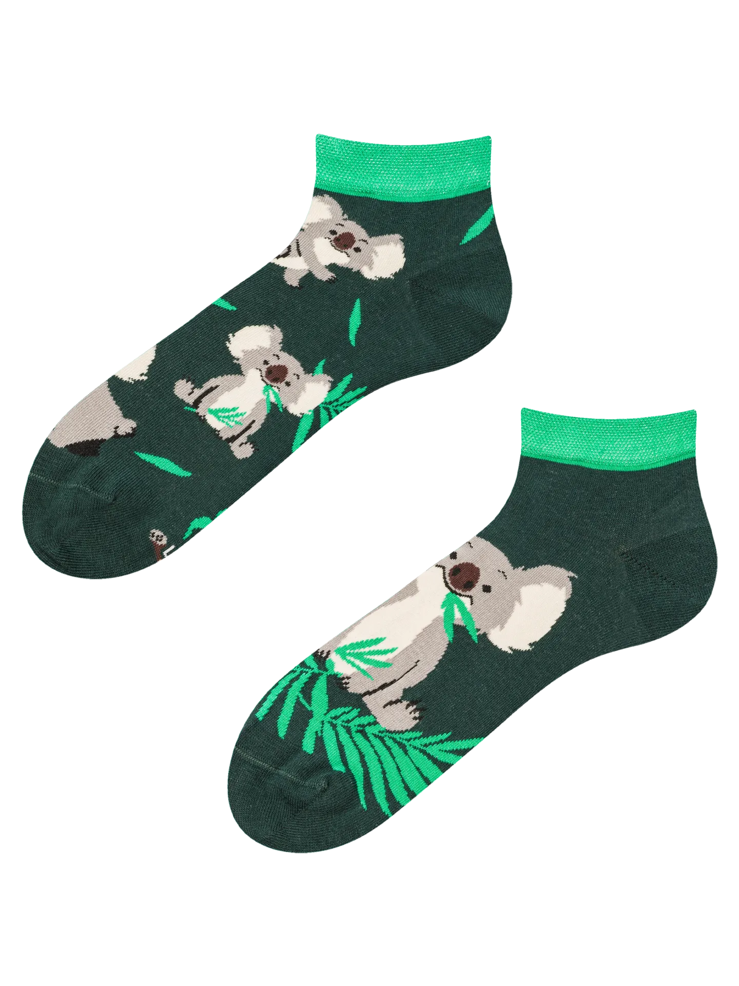 Calcetines tobilleros alegres Koalas y hojas