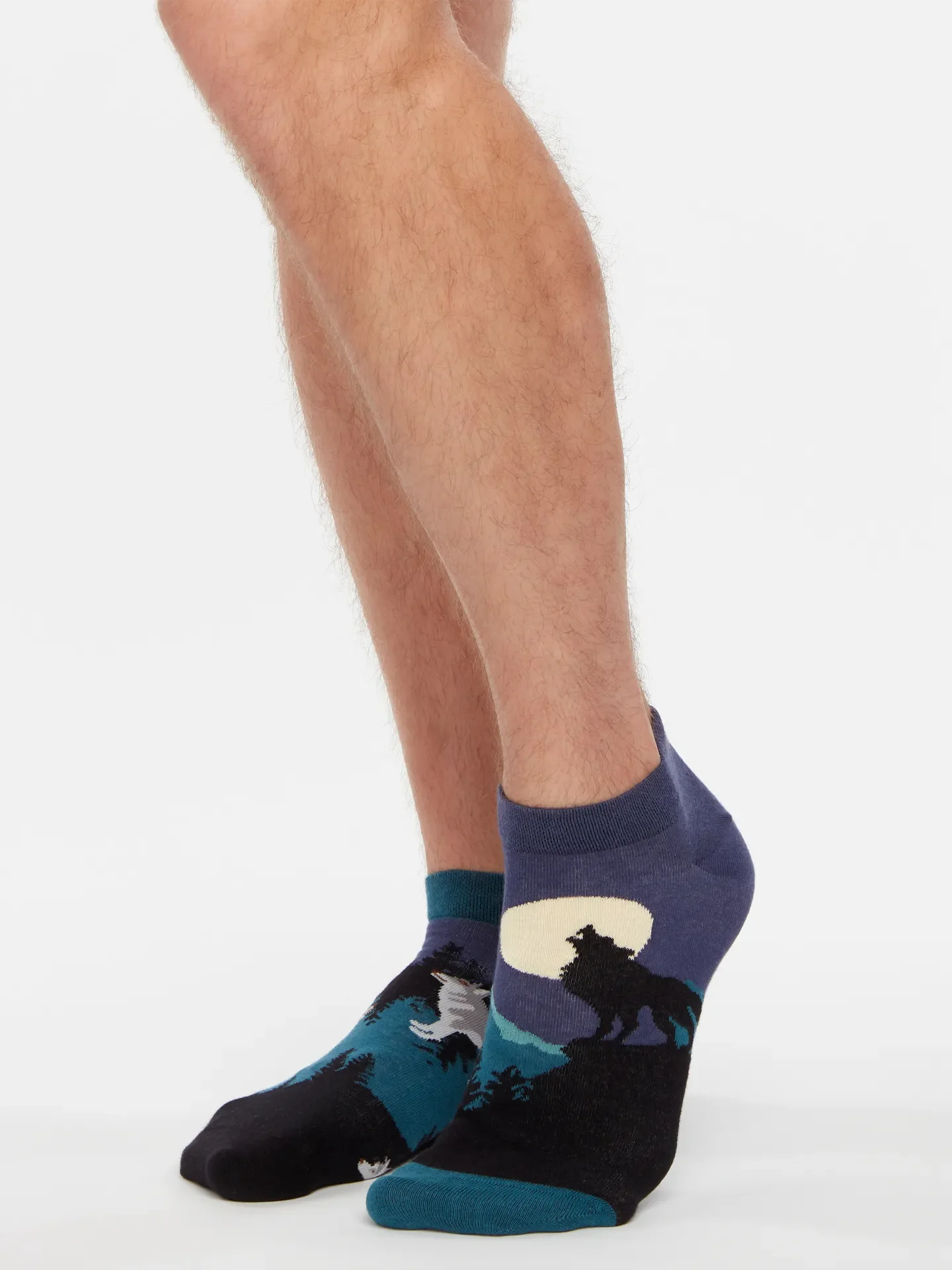 Calcetines tobilleros alegres Lobo de la luna - Image 2