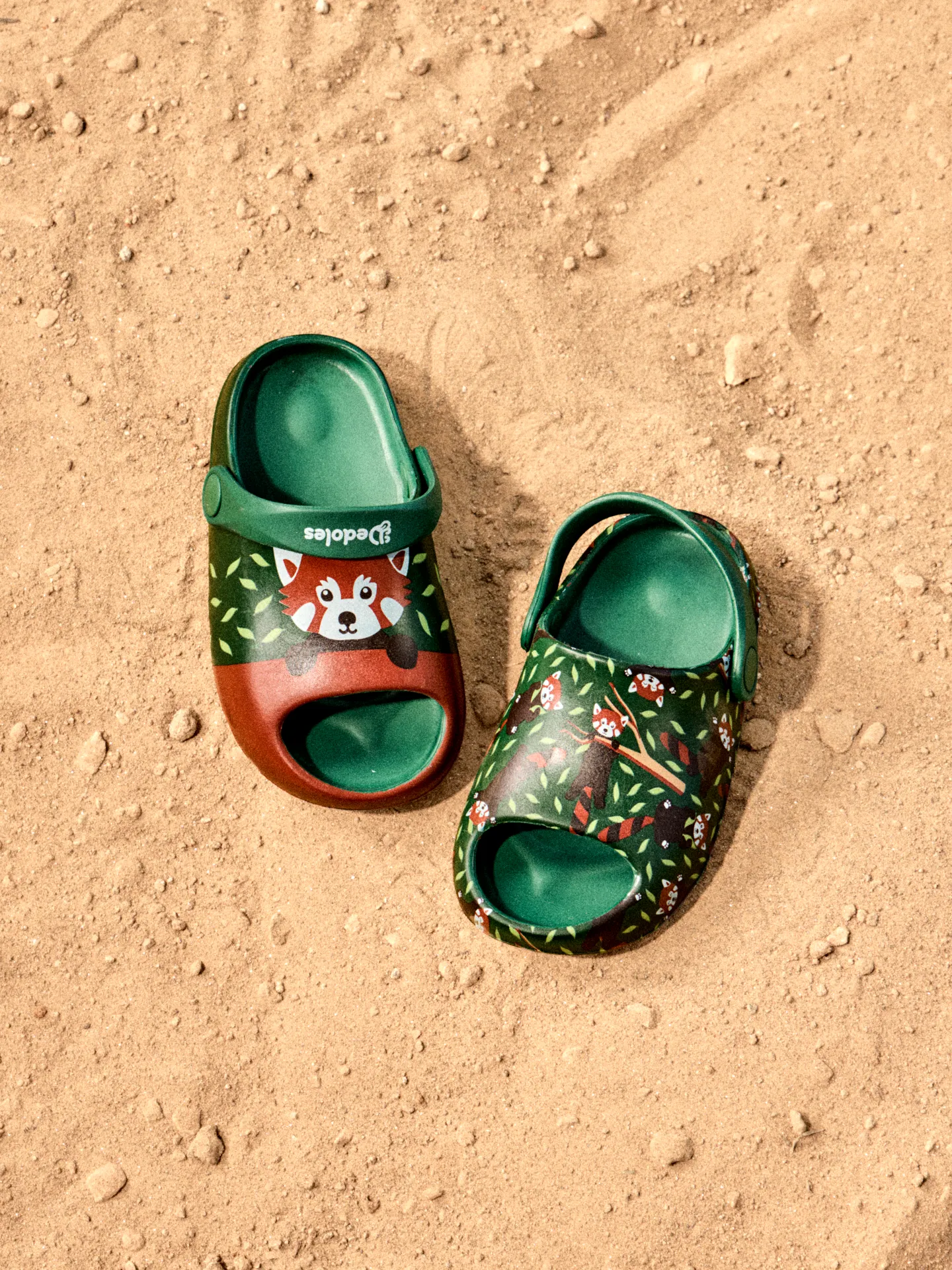 Zuecos chunky infantiles alegres Panda rojo - Image 3