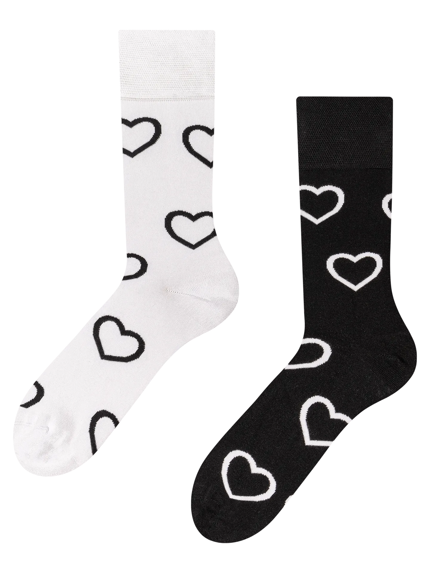 Calcetines alegres de bambú Corazones en blanco y negro