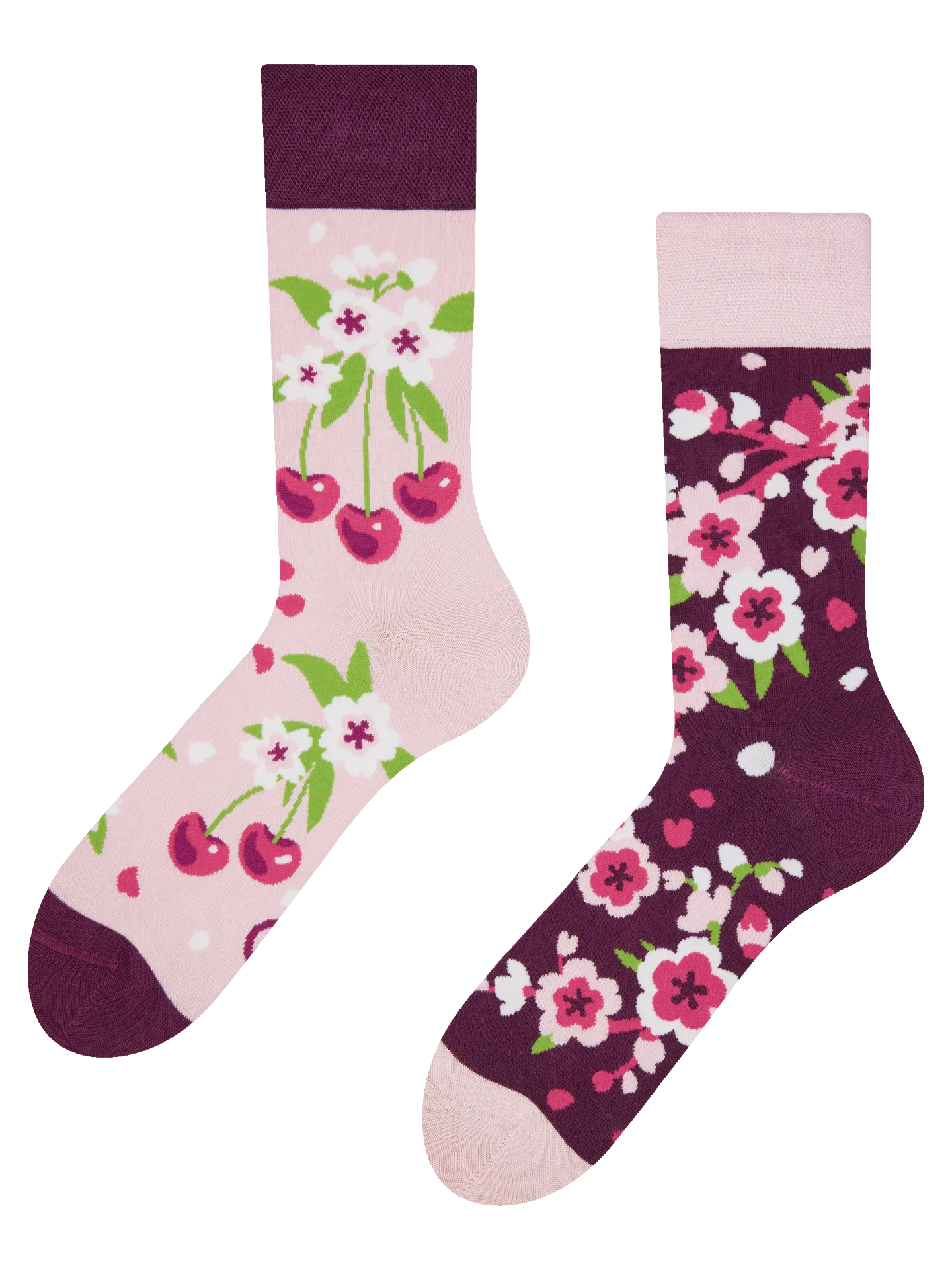 Calcetines alegres de fibra de bambú Floración del cerezo