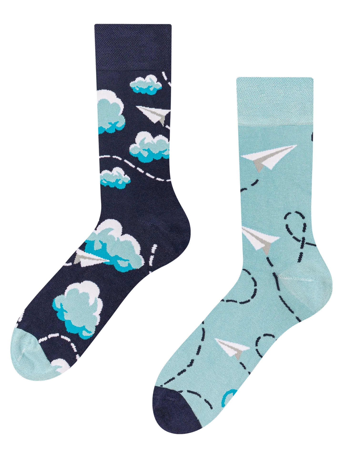 Calcetines alegres de bambú Nubes y aviones de papel