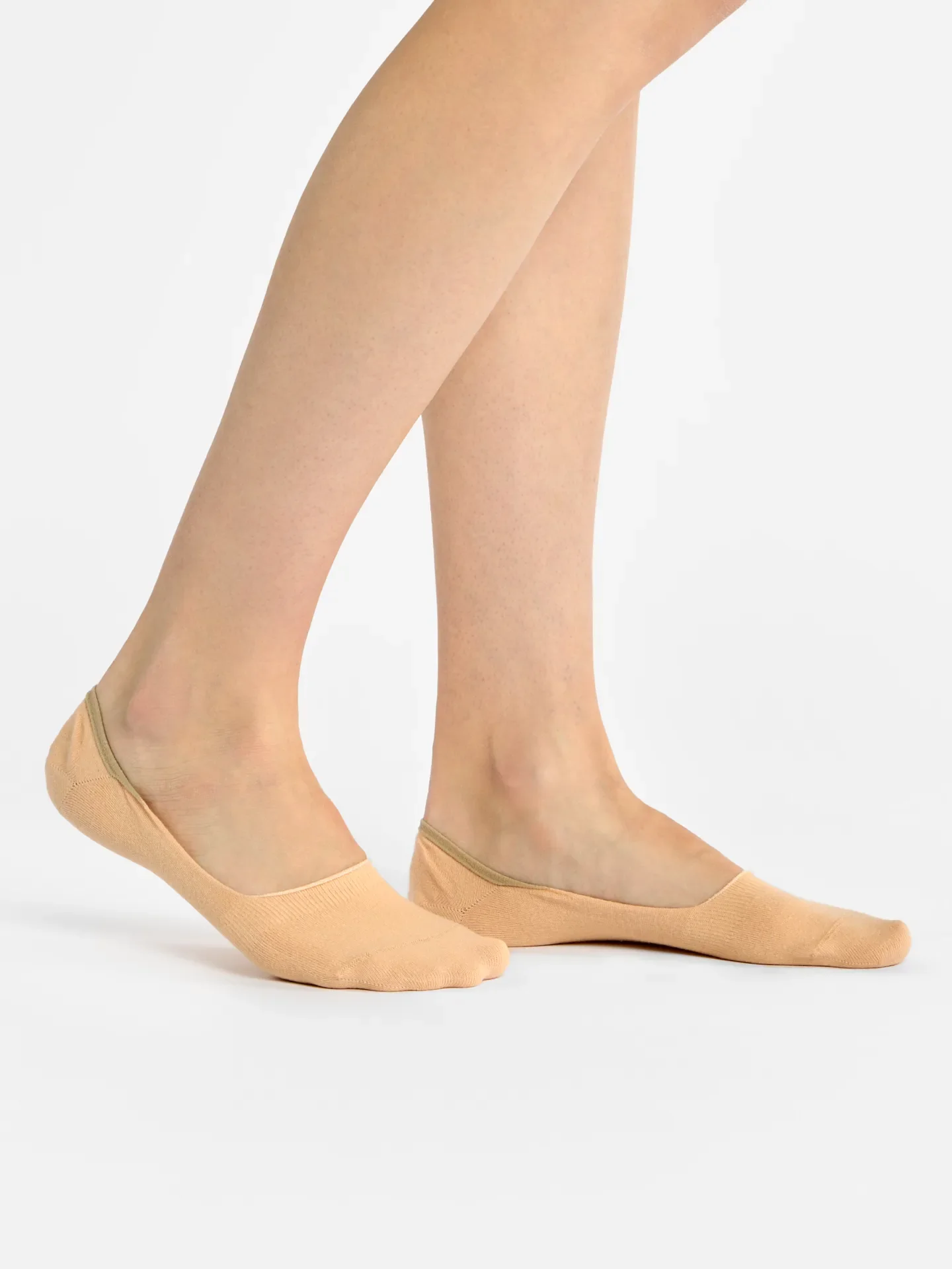 Calcetines invisibles de algodón, 3 paq. Beige clásico - Image 3