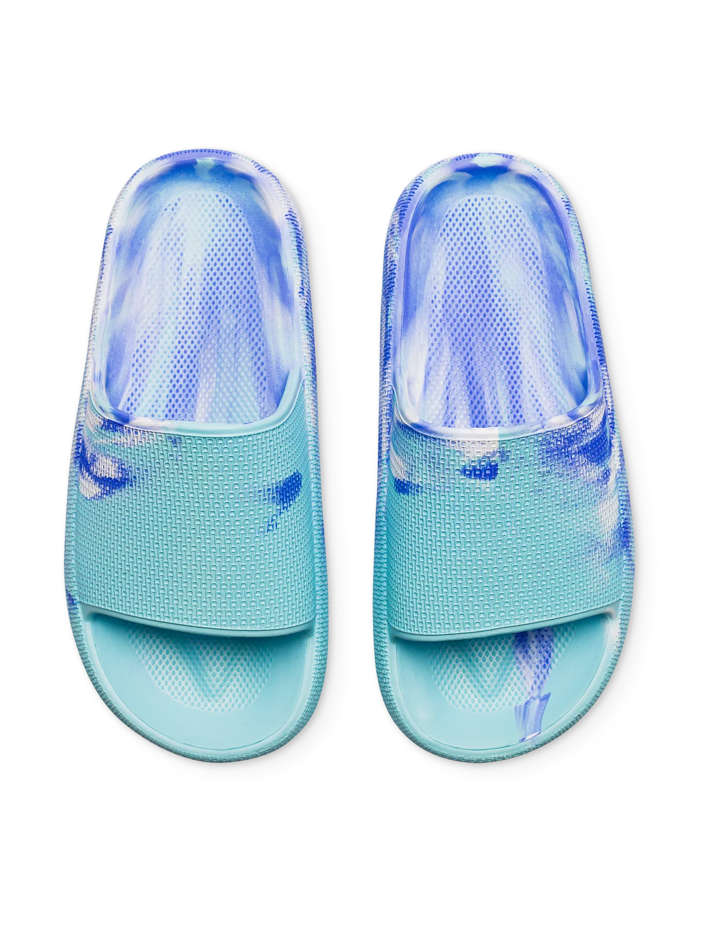 Chanclas con plataforma para mujer, azul marmolado