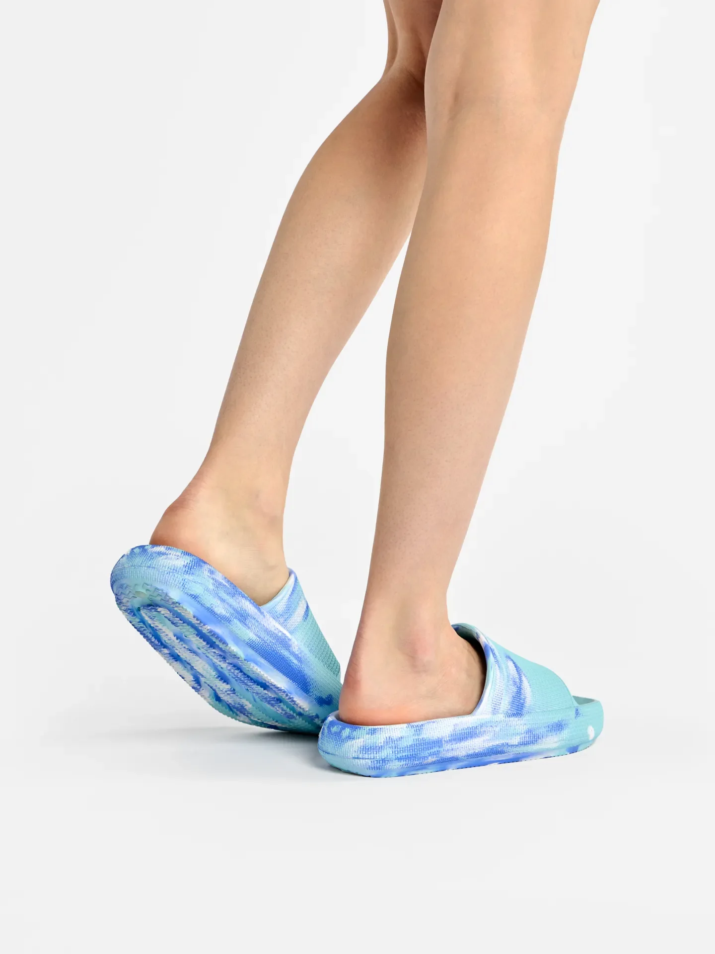 Chanclas con plataforma para mujer, azul marmolado - Image 6