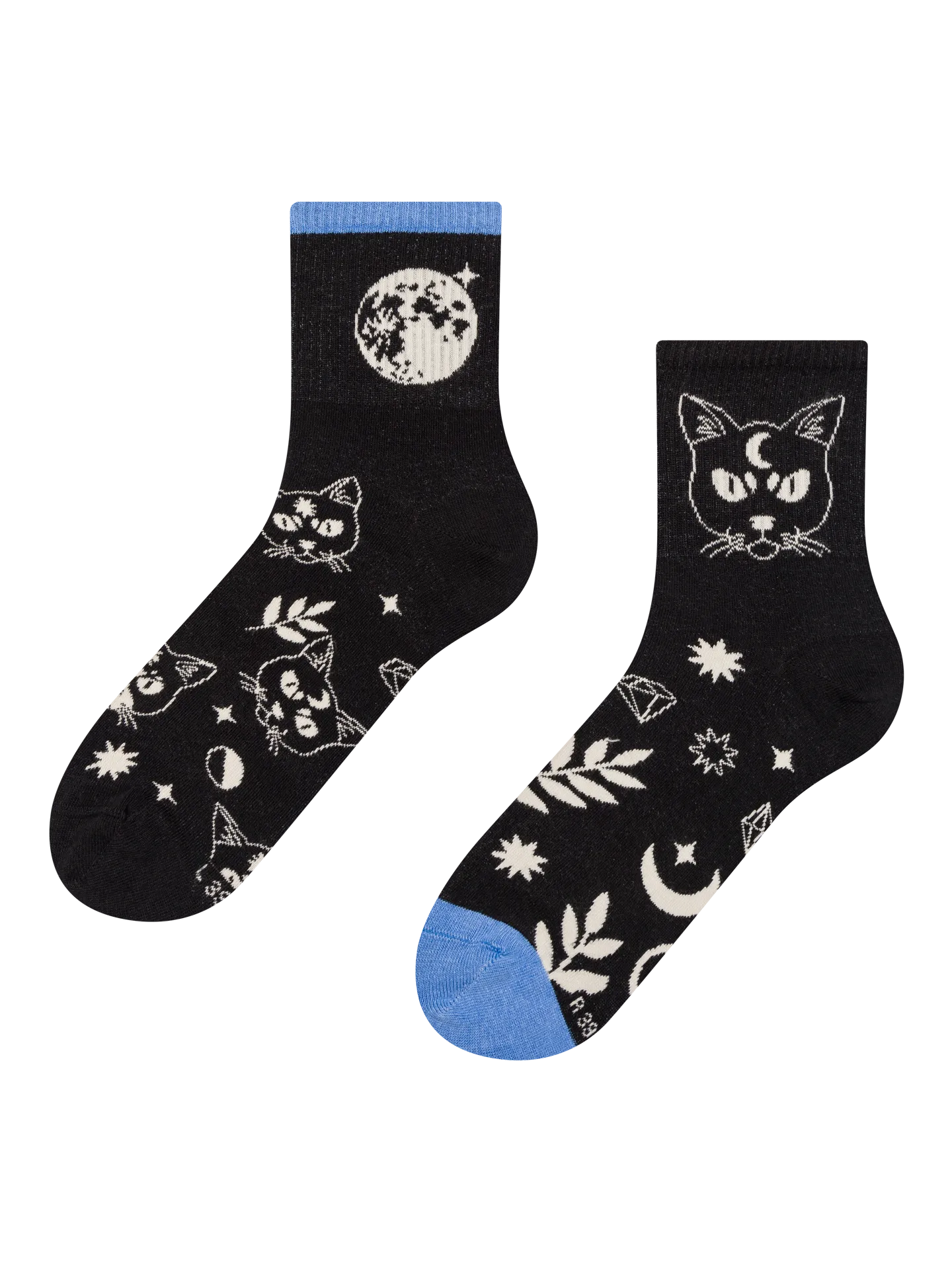 Calcetines de deporte alegres Gato y luna