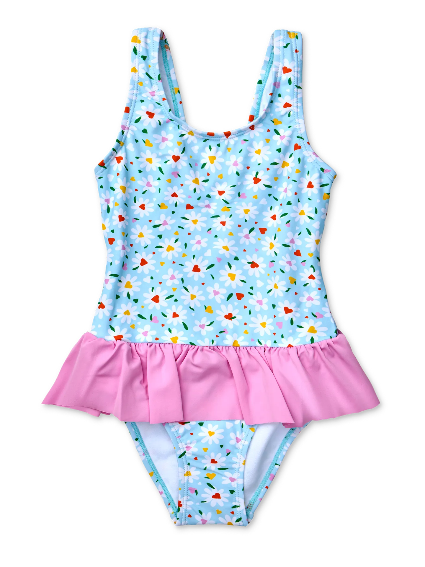 Bañador alegre de niña Corazones y margaritas