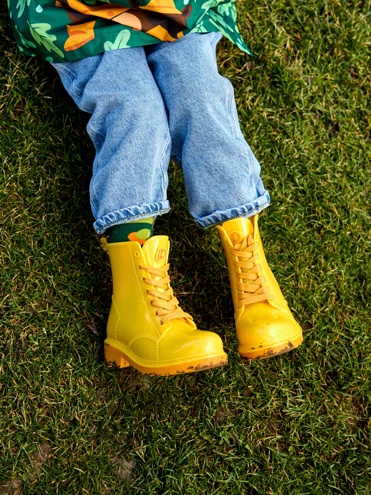Botas de agua infantiles alegres Amarillo dorado - Image 5