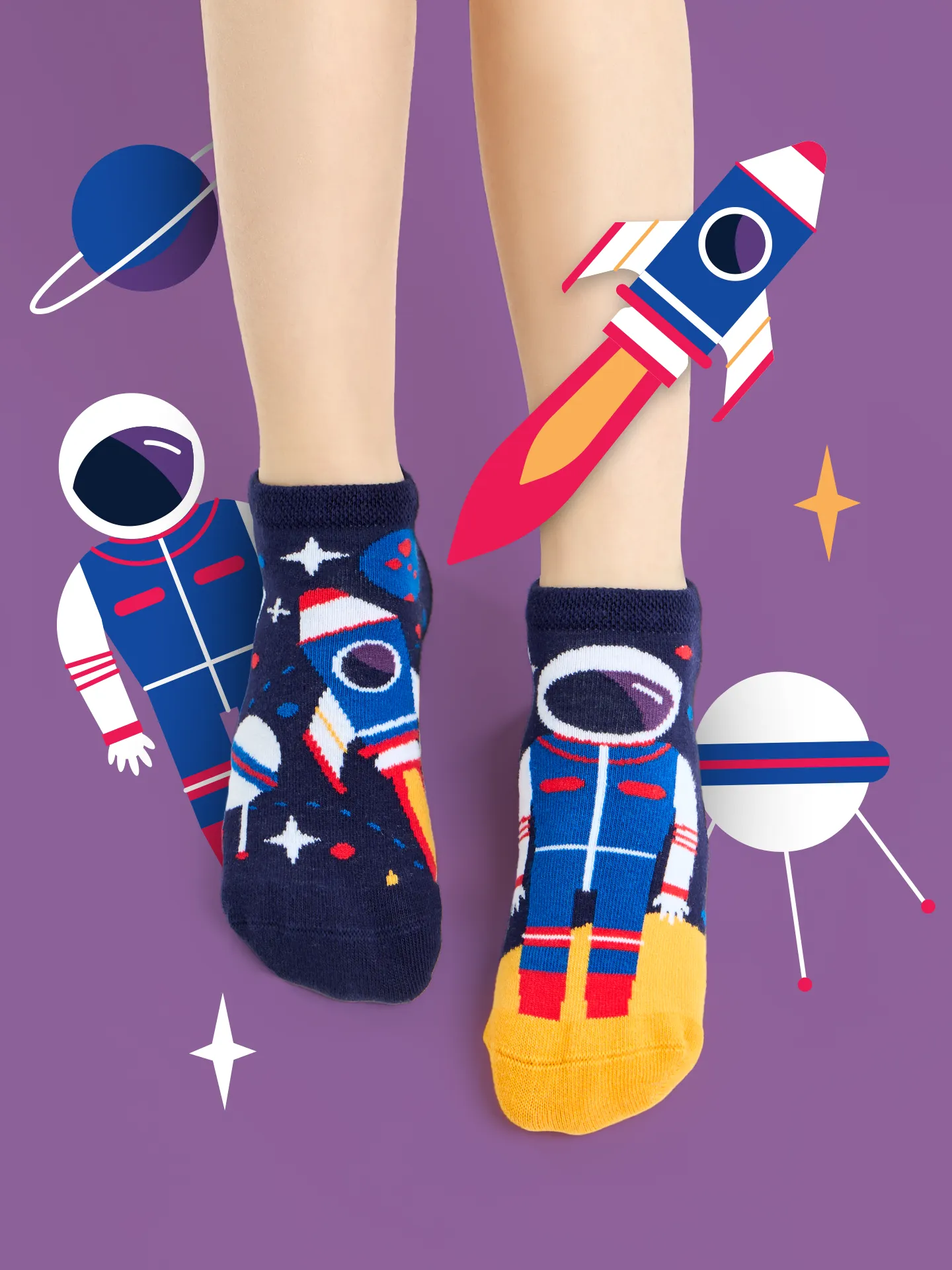 Calcetines tobilleros alegres para niños Astronauta - Image 5