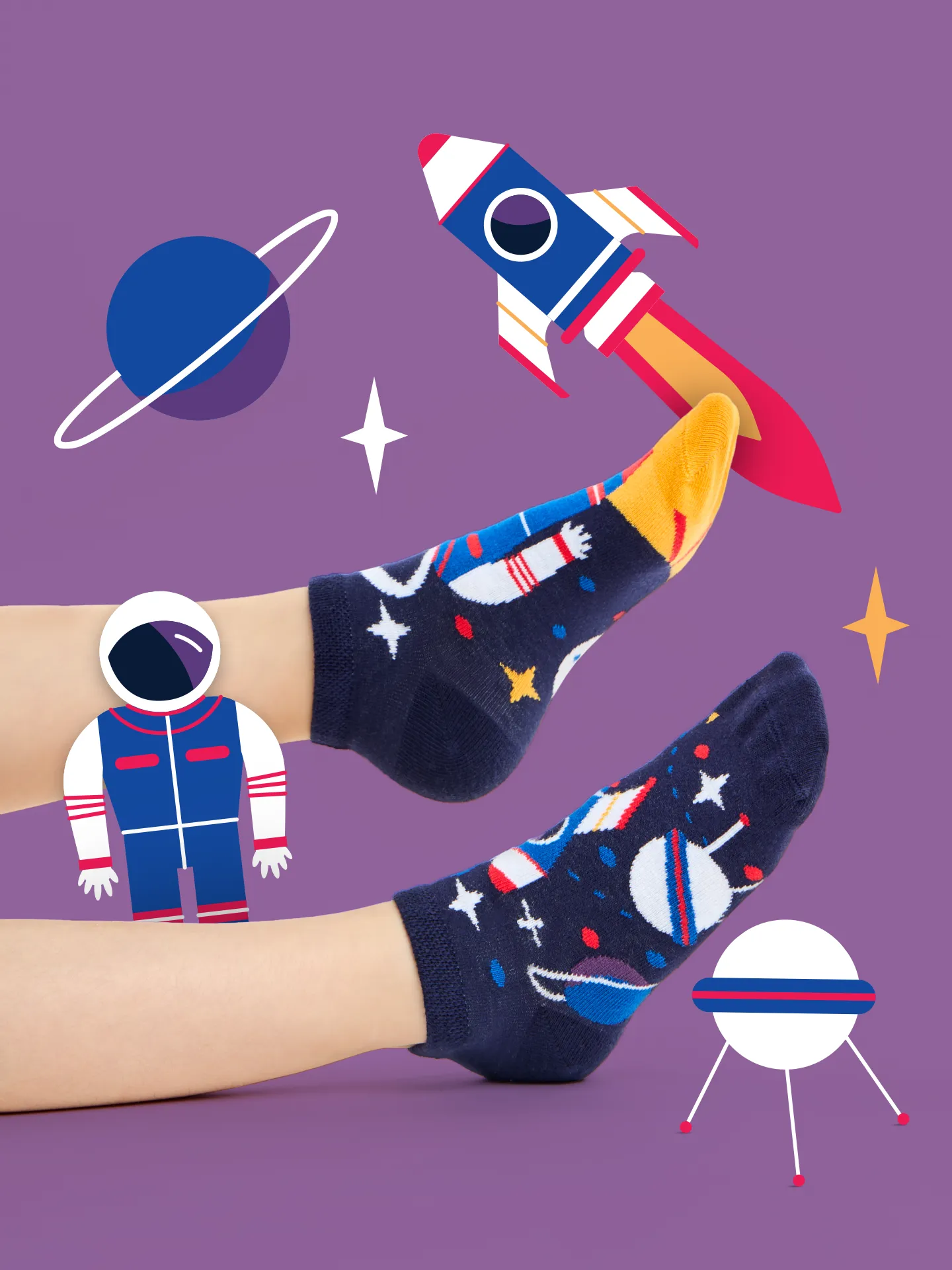 Calcetines tobilleros alegres para niños Astronauta - Image 6