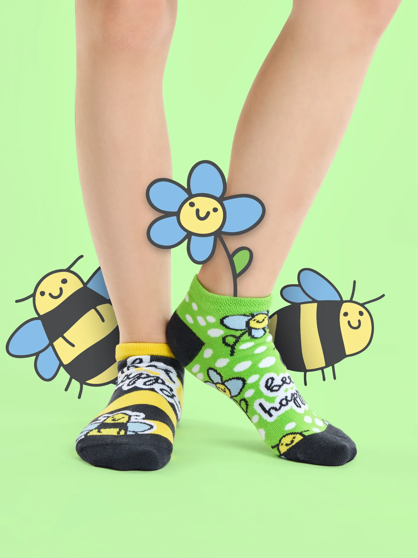 Calcetines tobilleros alegres para niños Abeja feliz - Image 4