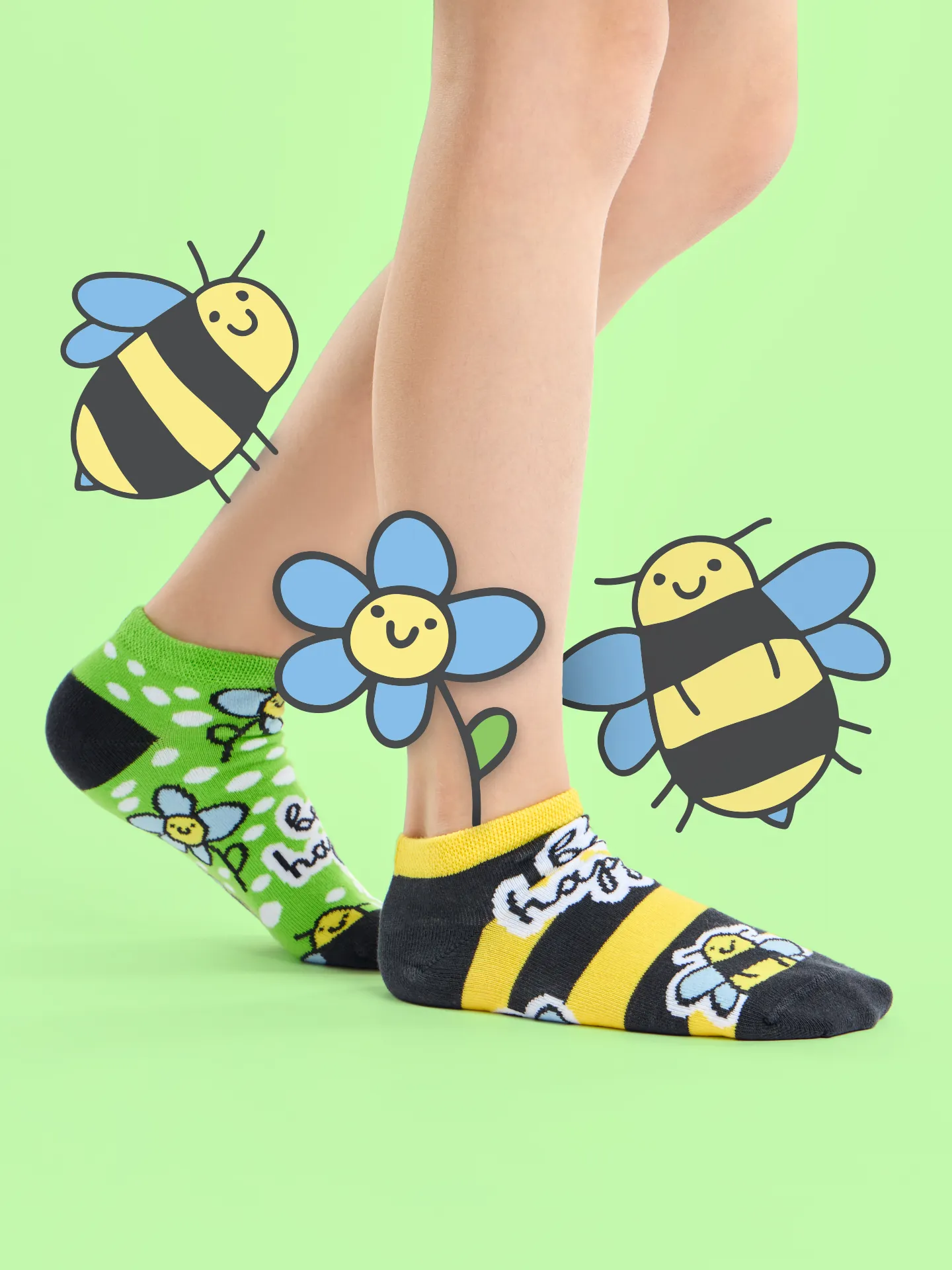 Calcetines tobilleros alegres para niños Abeja feliz - Image 5
