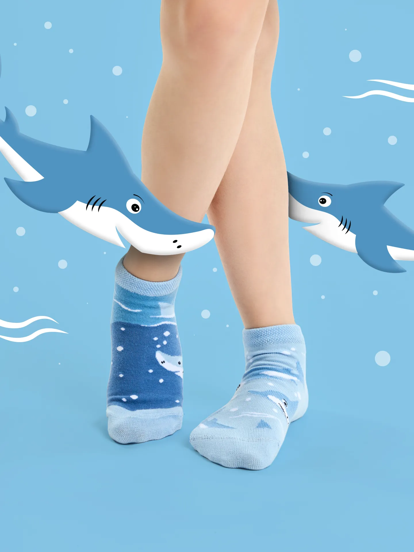 Calcetines tobilleros alegres para niños Tiburón gris - Image 4