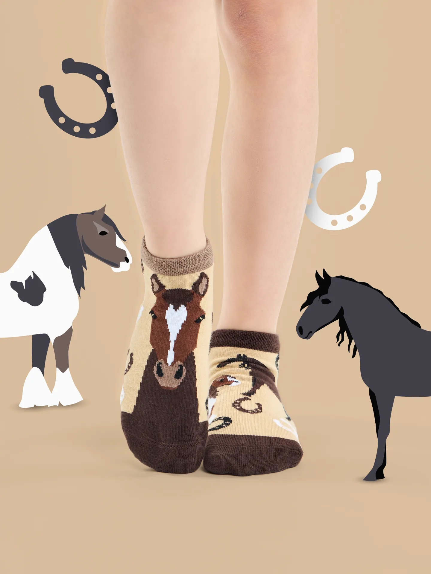 Calcetines tobilleros alegres para niños Caballos - Image 4