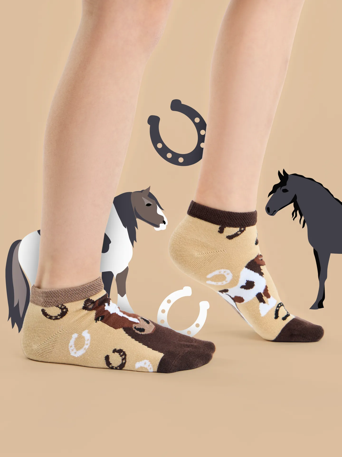 Calcetines tobilleros alegres para niños Caballos - Image 5