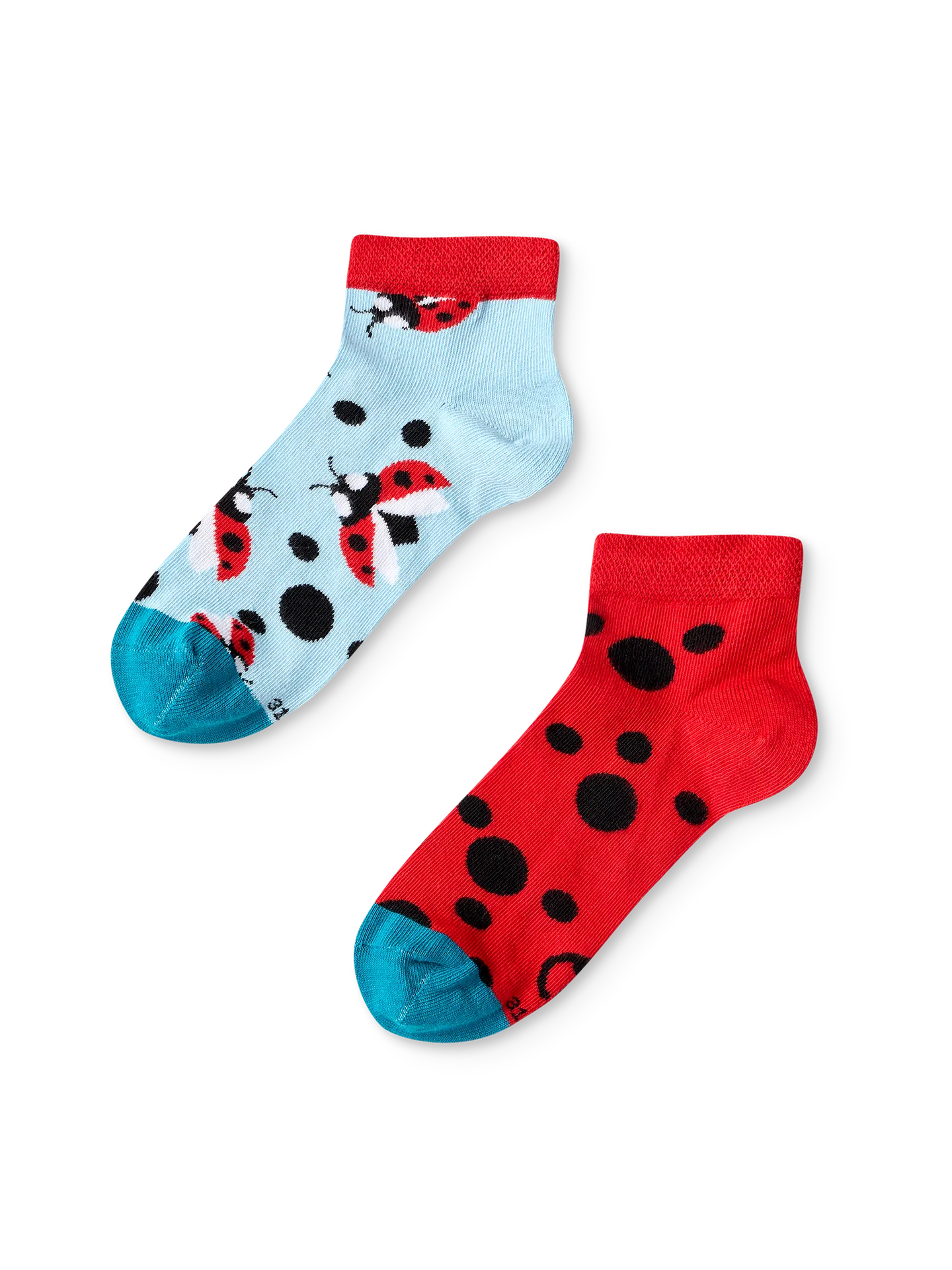 Calcetines tobilleros alegres para niños Mariquitas y lunares