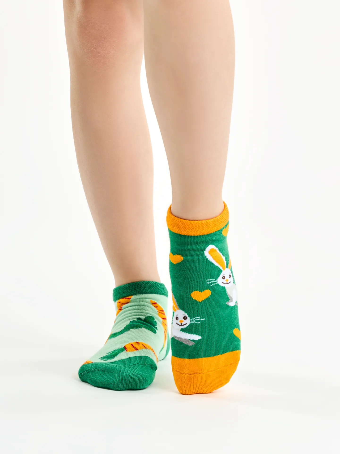 Calcetines tobilleros alegres para niños Conejo y zanahoria - Image 2