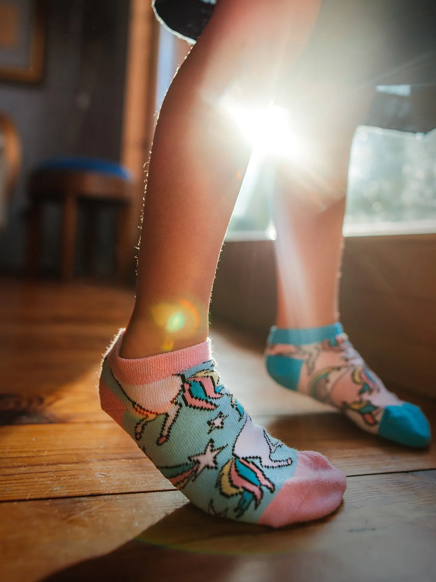 Calcetines tobilleros alegres para niños Unicornio de colores - Image 3