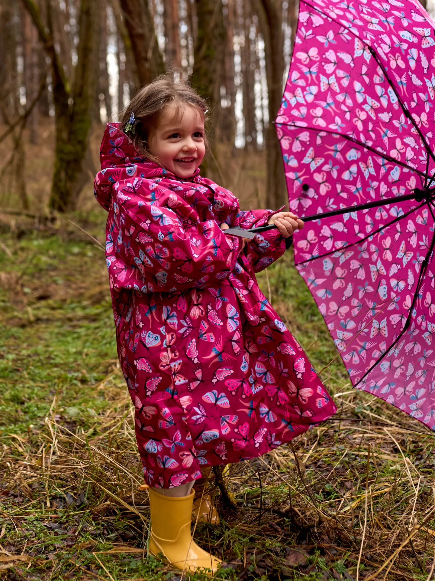 Impermeable infantil alegre Mariposas rosas - Image 5