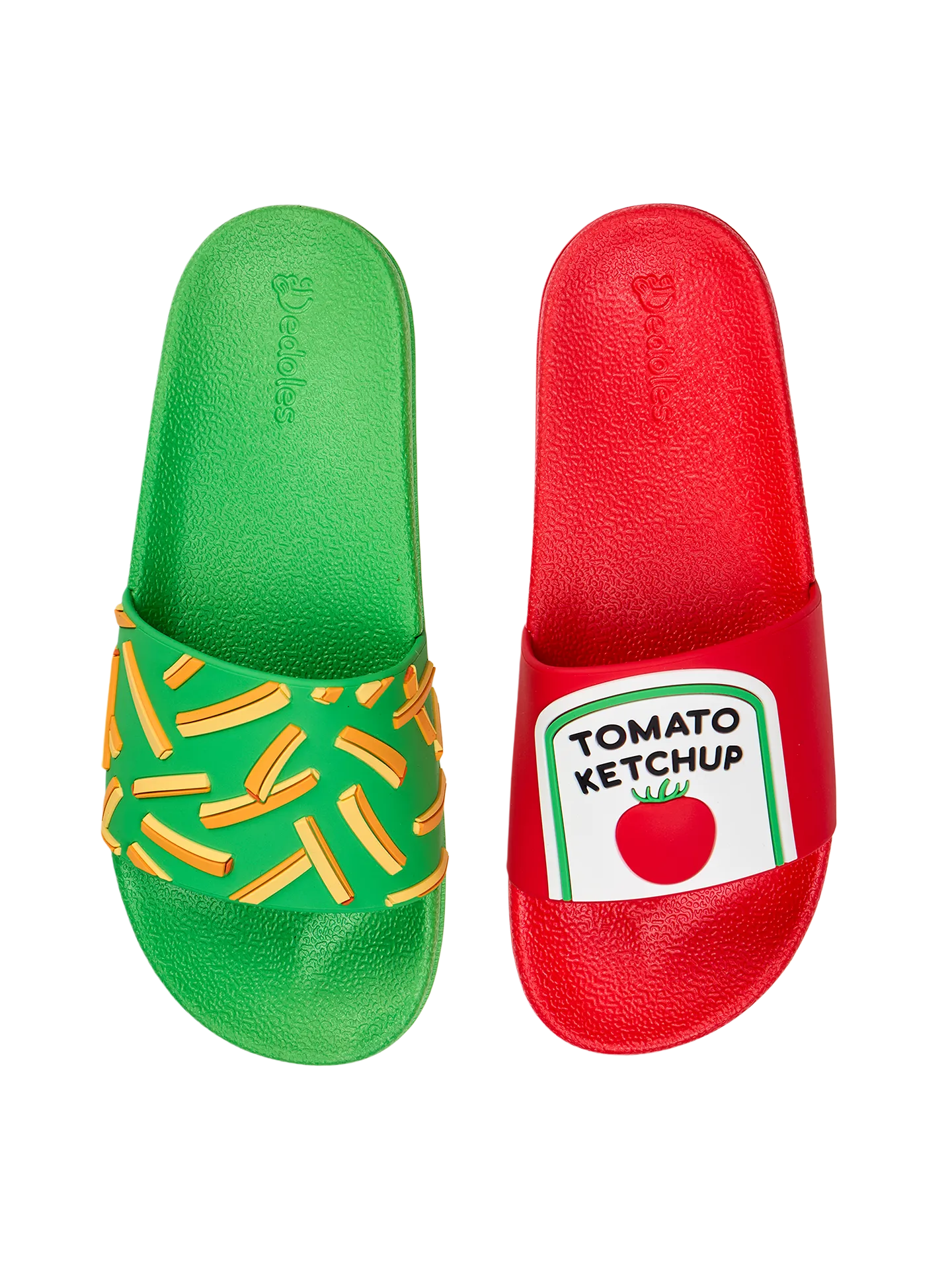Chanclas infantiles alegres Patatas fritas con kétchup