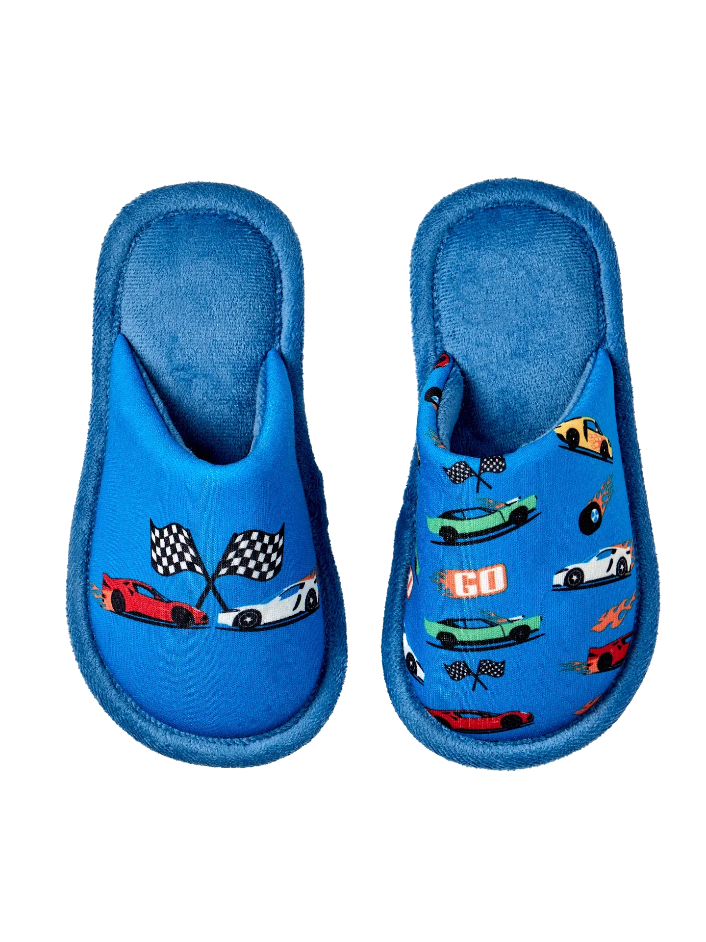 Pantuflas infantiles alegres Coches rápidos