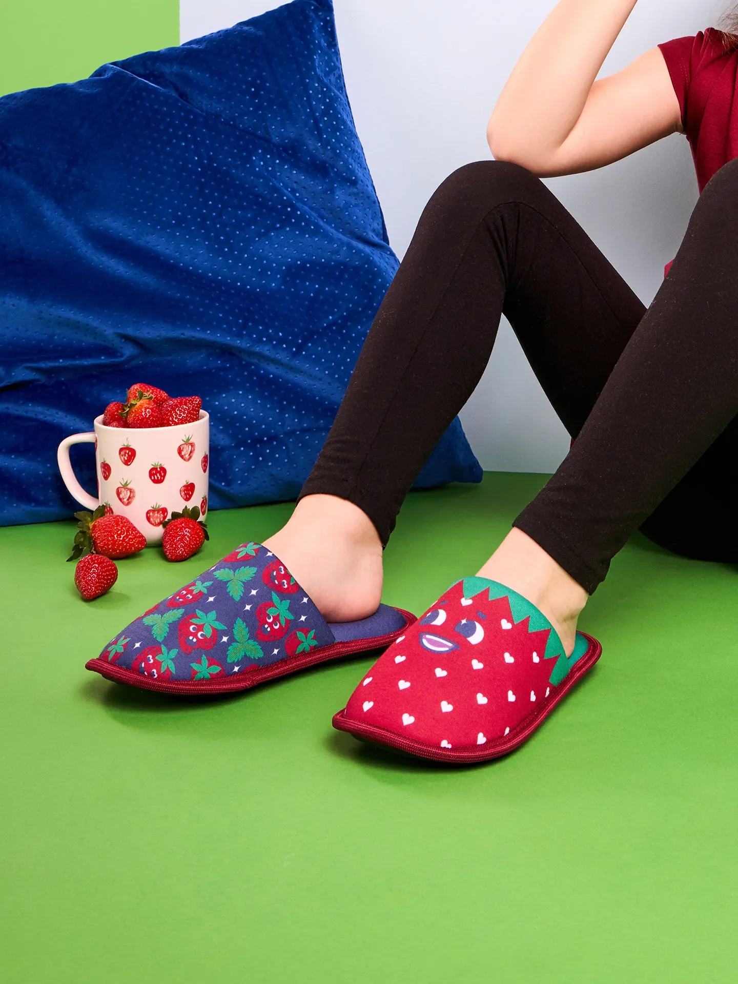 Pantuflas infantiles alegres Fresas felices - Image 5