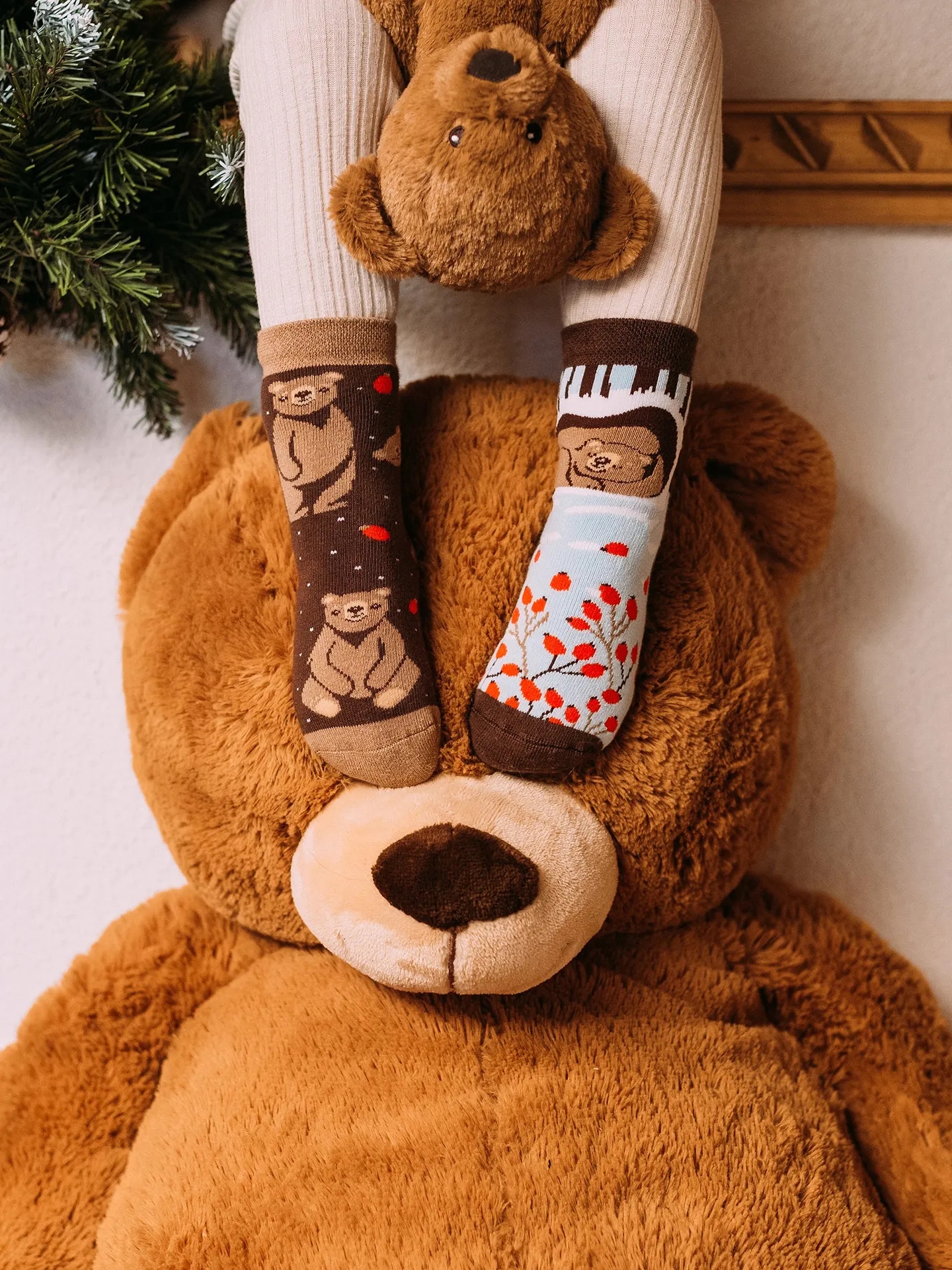 Calcetines infantiles alegres de inverno Oso en invierno - Image 4