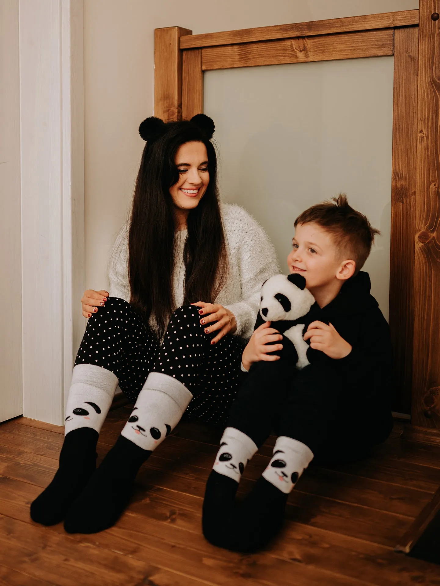 Calcetines infantiles alegres de inverno Panda feliz - Image 4
