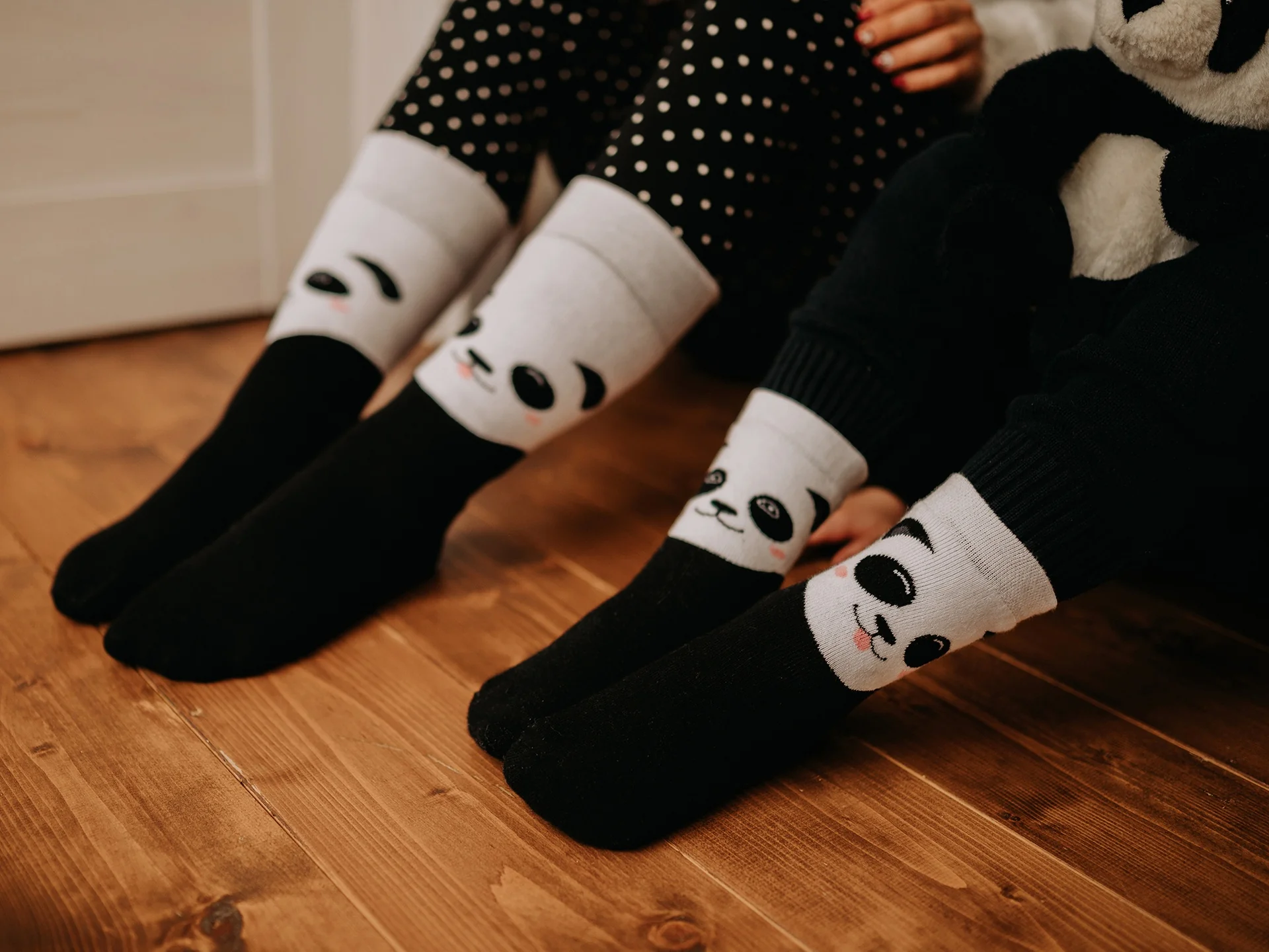 Calcetines infantiles alegres de inverno Panda feliz - Image 3
