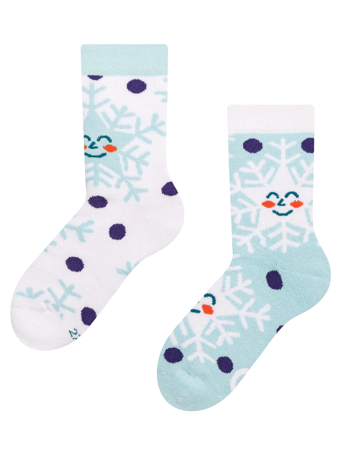 Calcetines infantiles alegres de inverno Copos de nieve felices