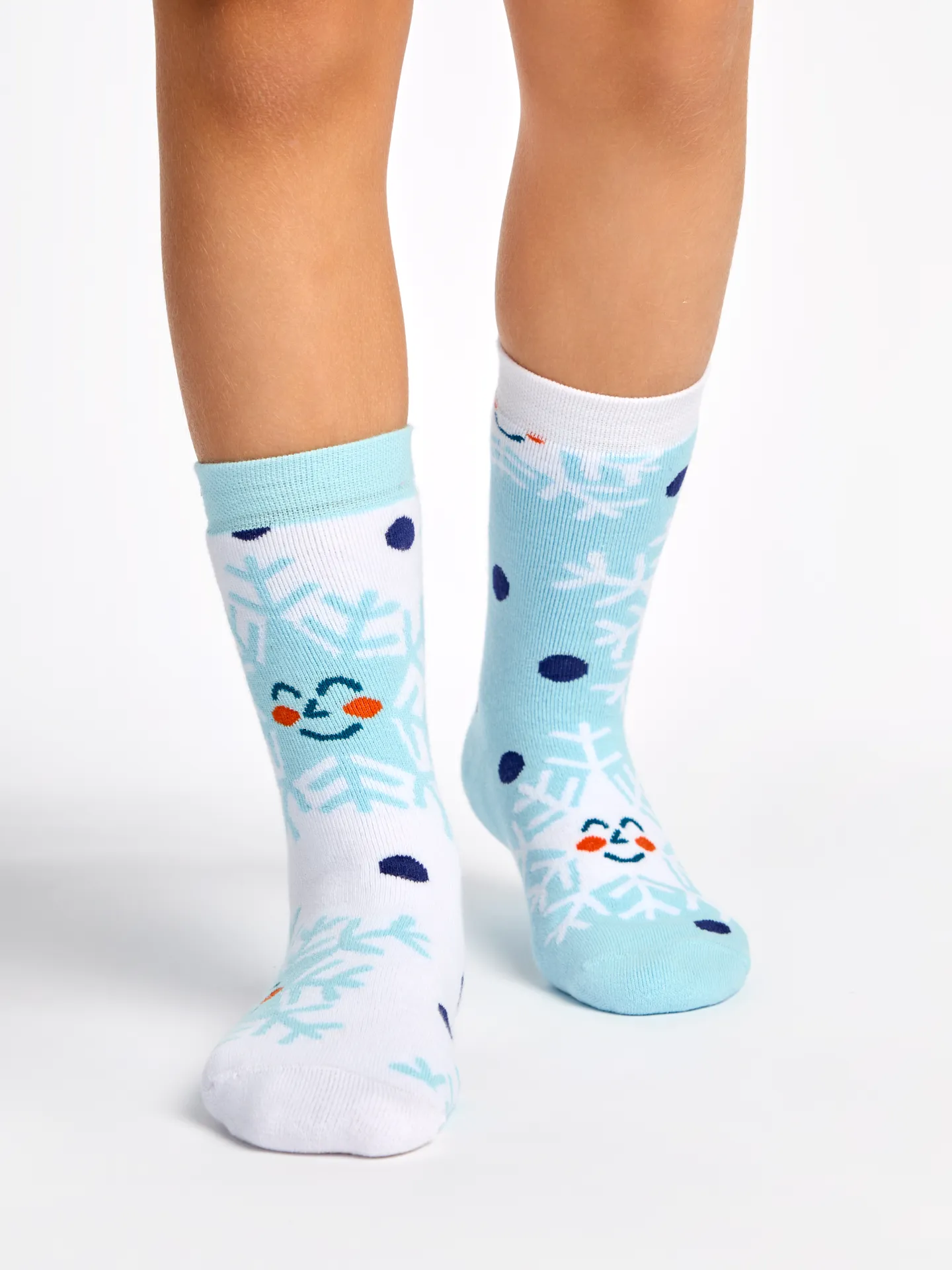 Calcetines infantiles alegres de inverno Copos de nieve felices - Image 4