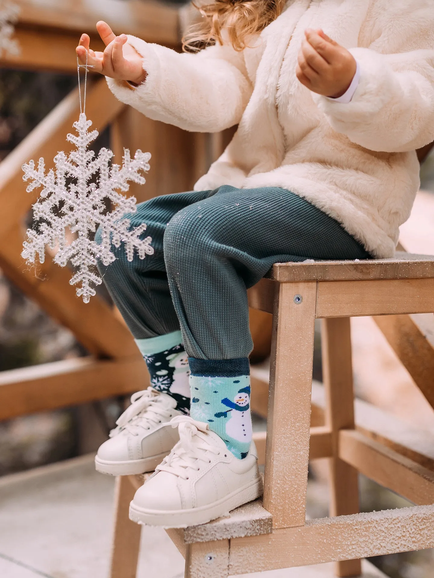 Calcetines infantiles alegres de inverno Muñeco de nieve alegre - Image 3