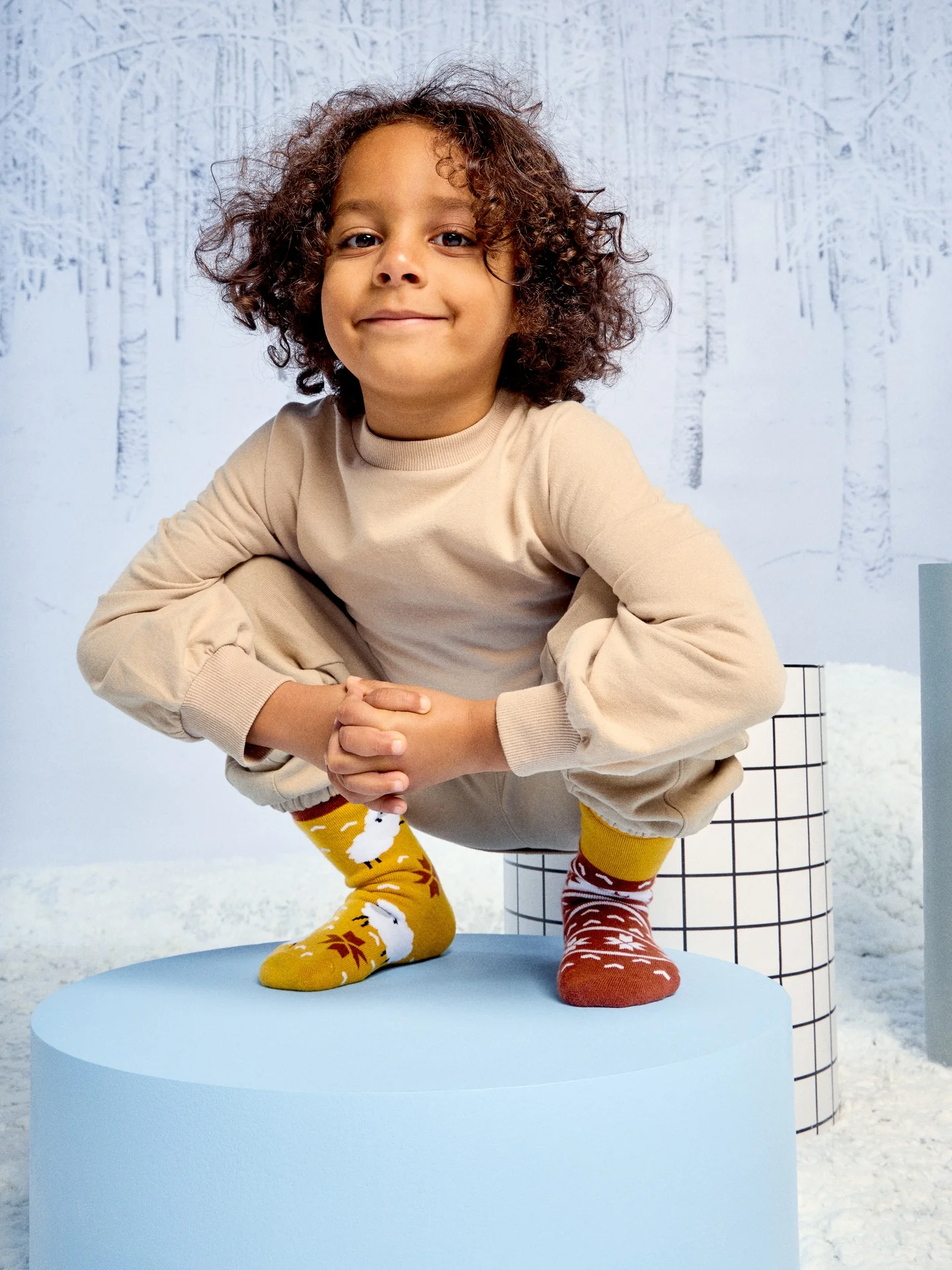 Calcetines infantiles alegres de inverno Ovejas con sudadera - Image 5