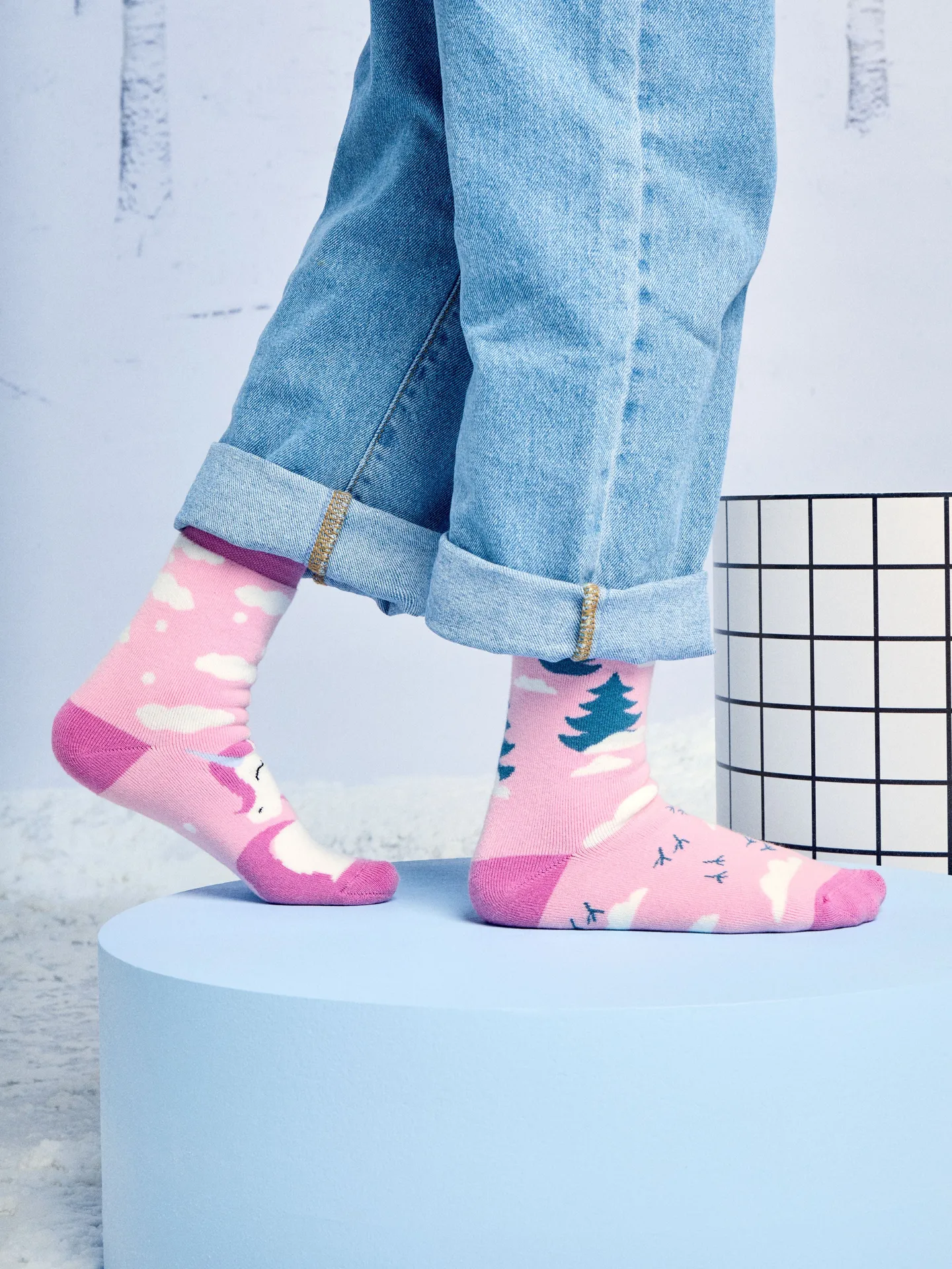 Calcetines infantiles alegres de inverno Unicornio con bufanda - Image 4