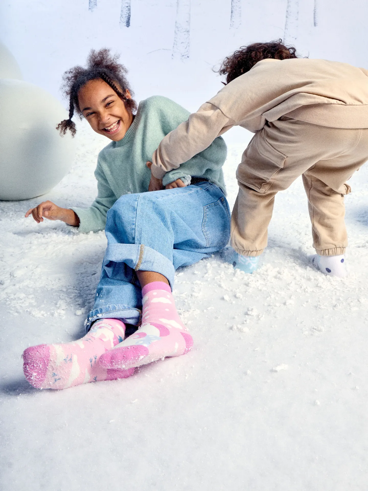 Calcetines infantiles alegres de inverno Unicornio con bufanda - Image 5