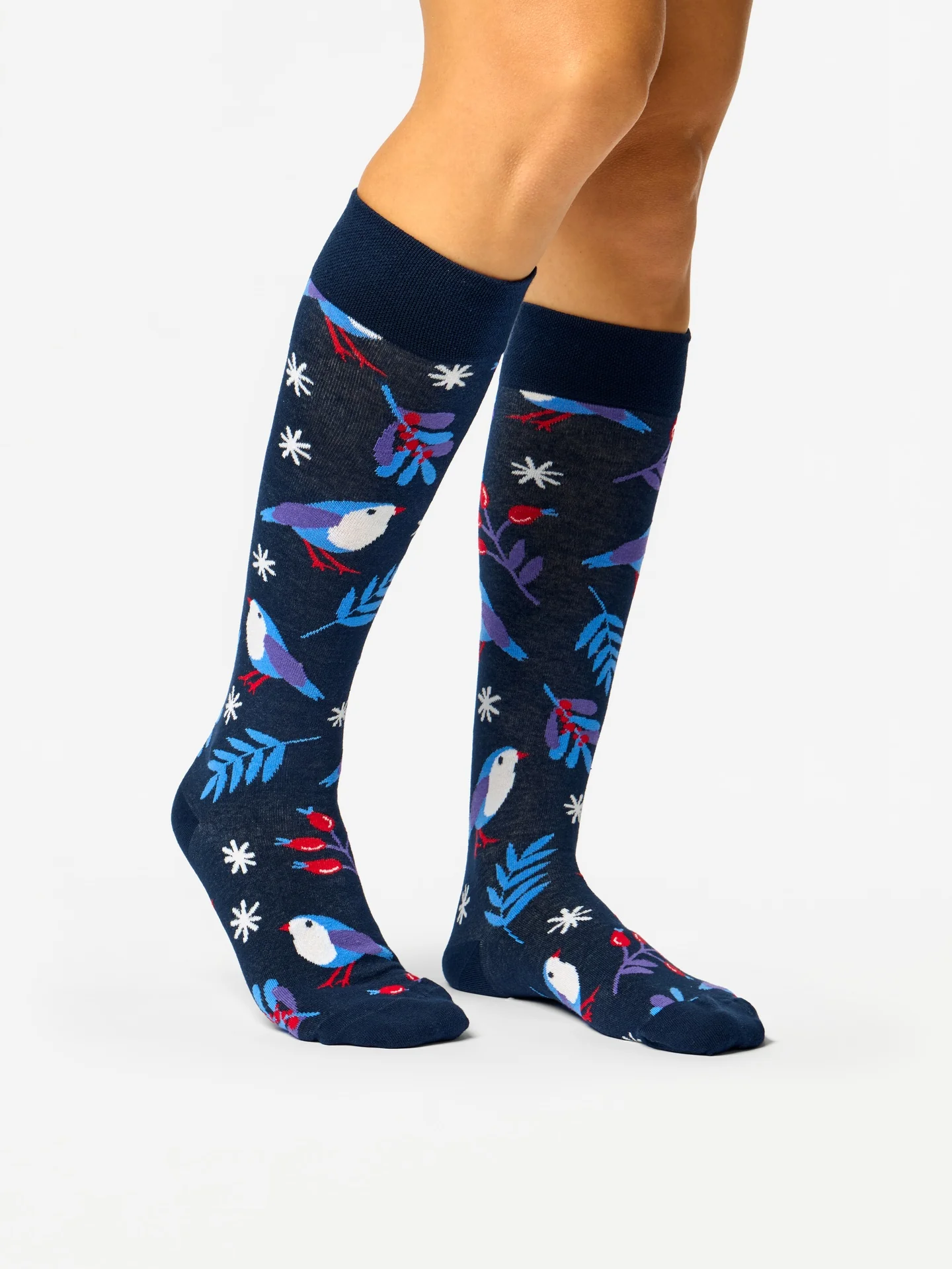 Calcetines hasta la rodilla alegres Pájaro de invierno - Image 3