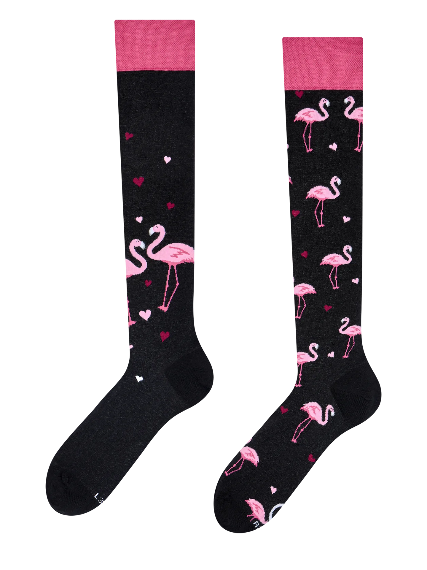 Calcetines hasta la rodilla alegres Flamencos y corazones