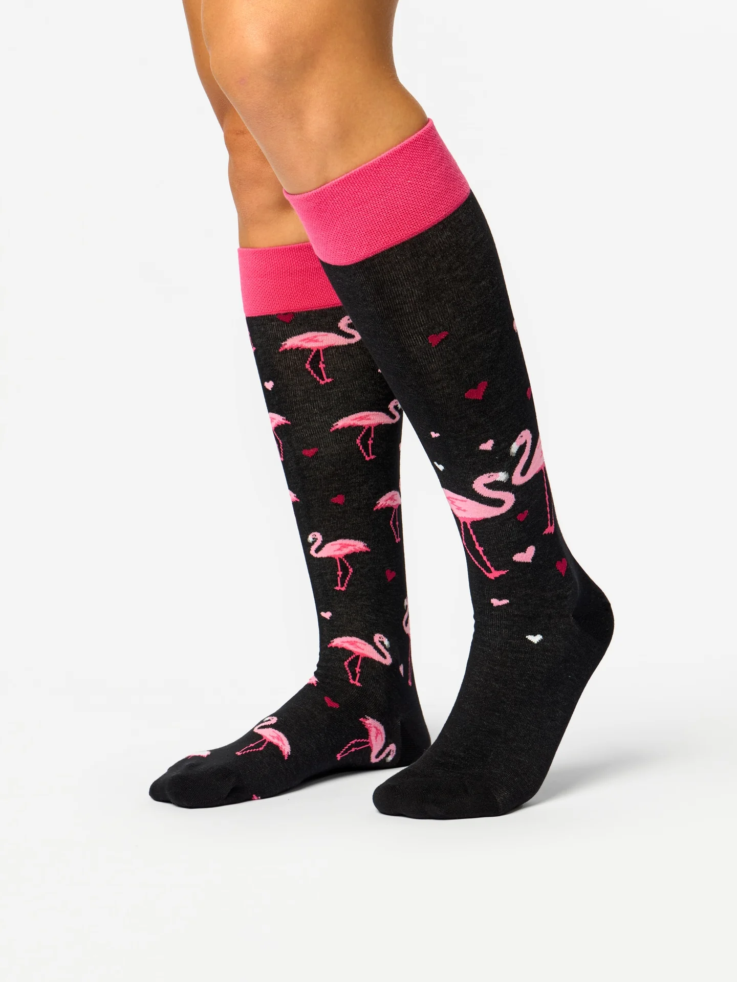 Calcetines hasta la rodilla alegres Flamencos y corazones - Image 2