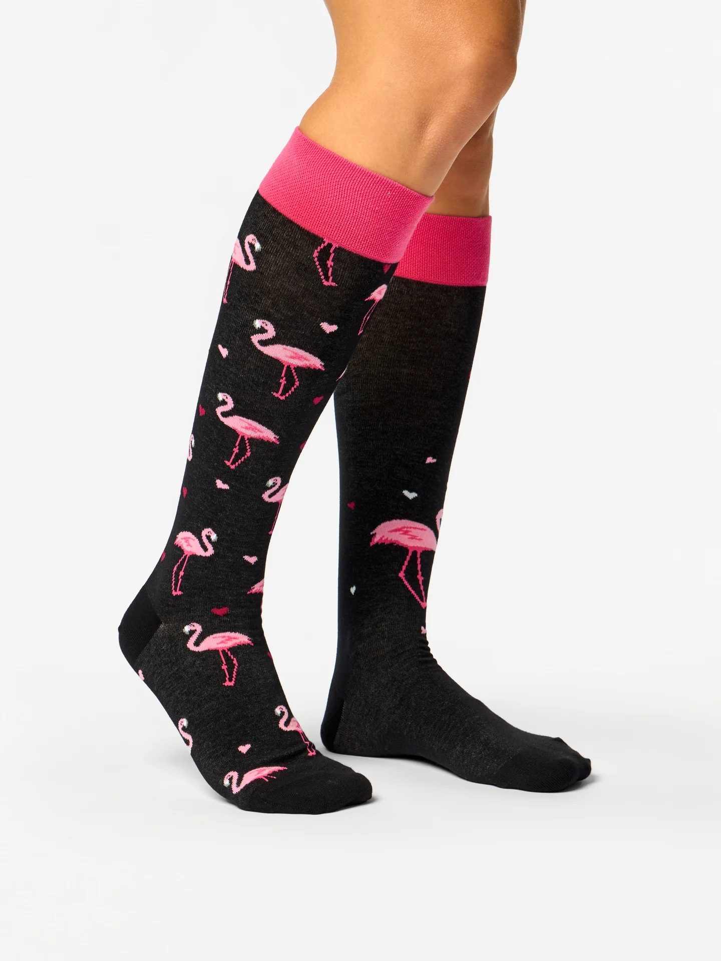 Calcetines hasta la rodilla alegres Flamencos y corazones - Image 3