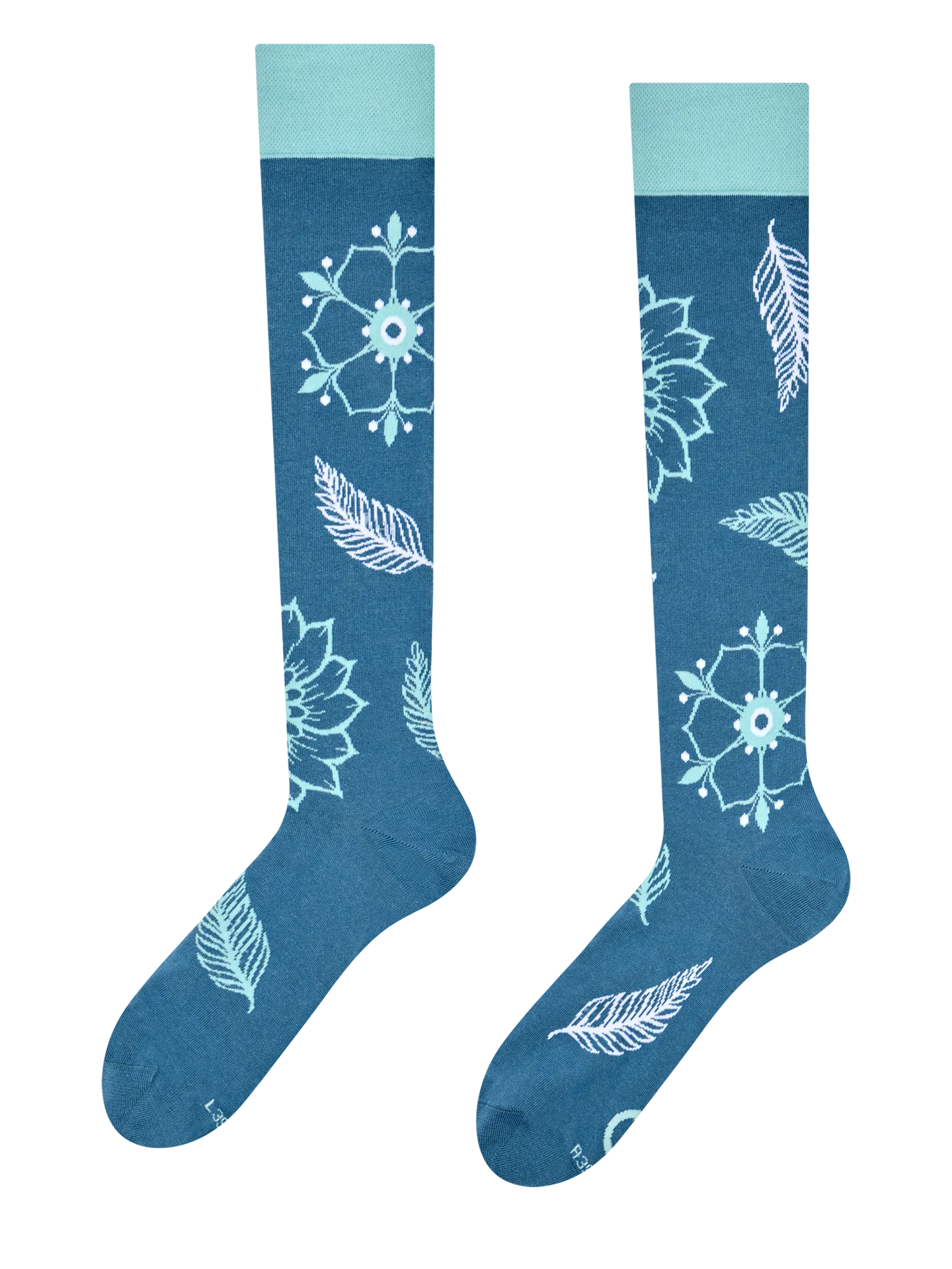 Calcetines hasta la rodilla alegres Mandala y hojas