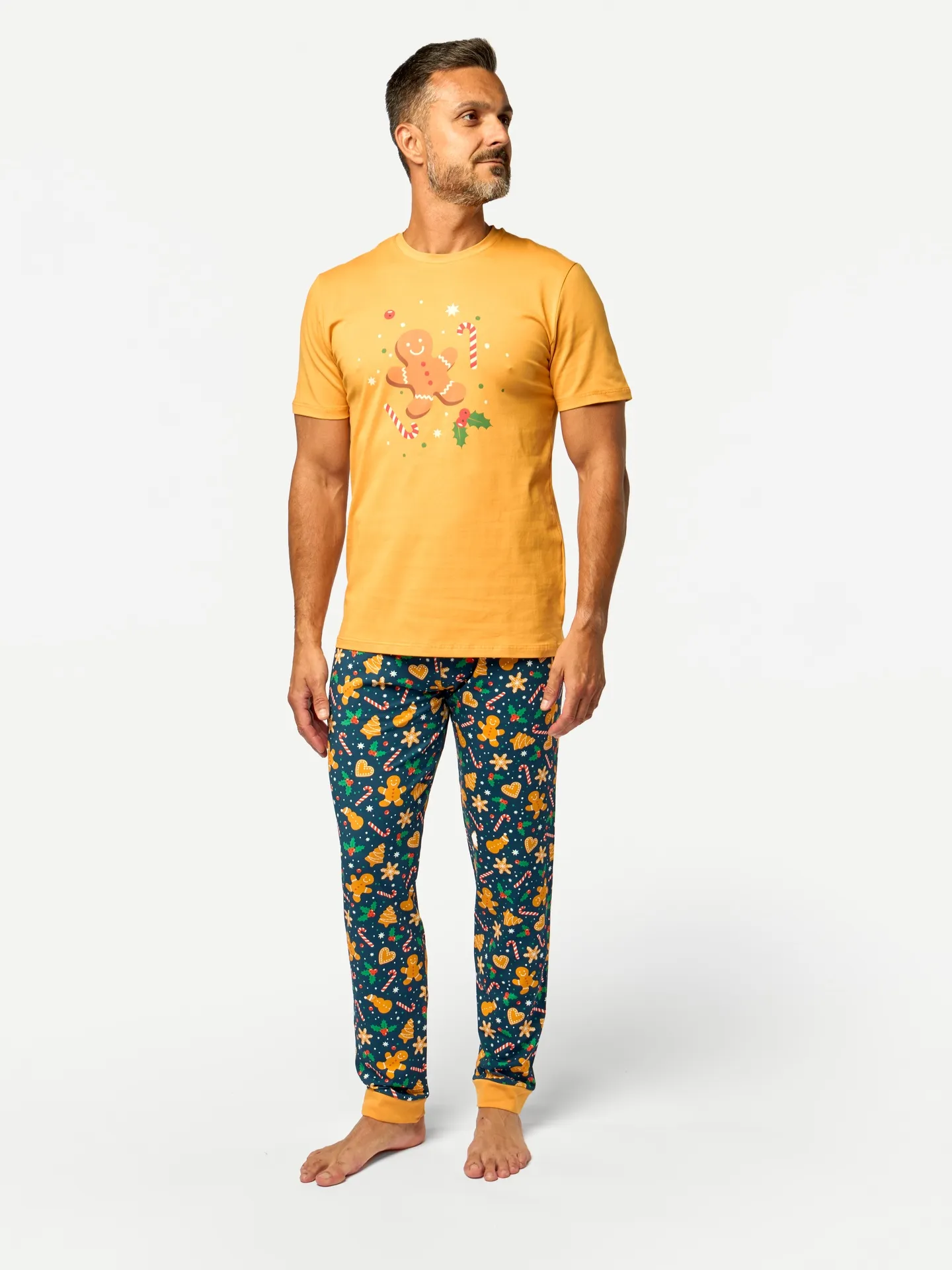 Pijama alegre para hombre Galletas de jengibre y dulces - Image 4