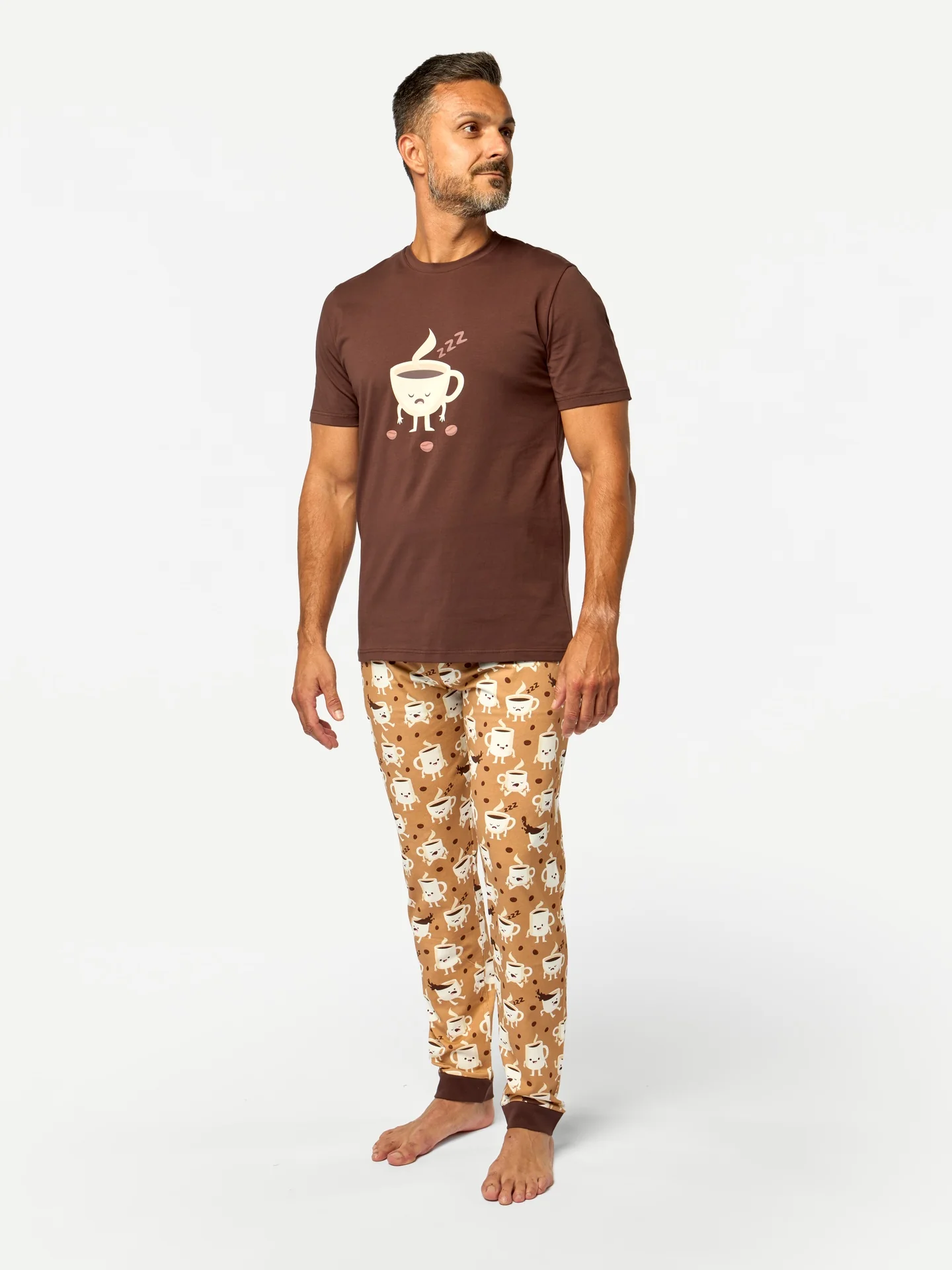 Pijama alegre para hombre Café soñoliento - Image 4