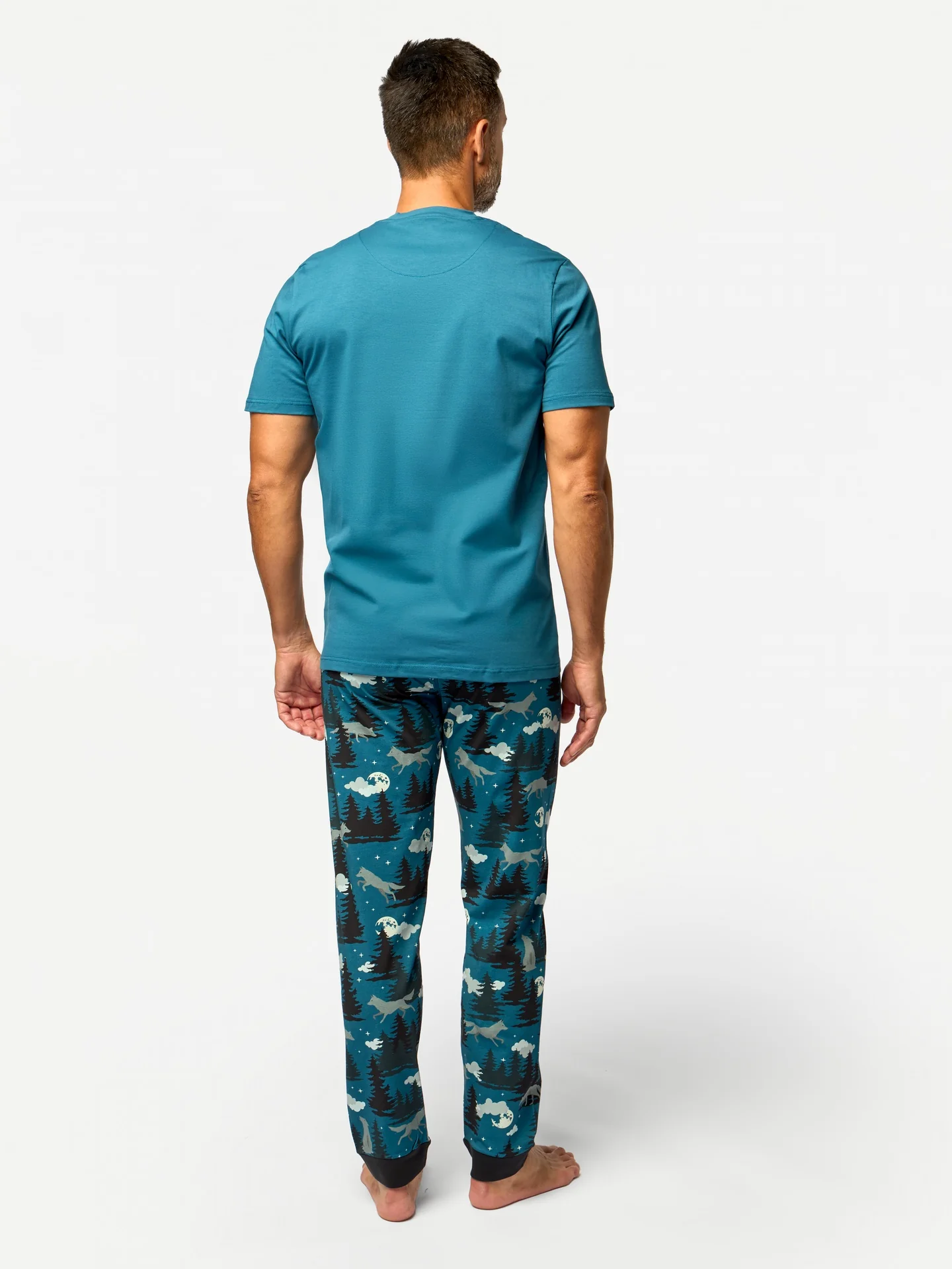 Pijama alegre para hombre Lobo y luna - Image 4