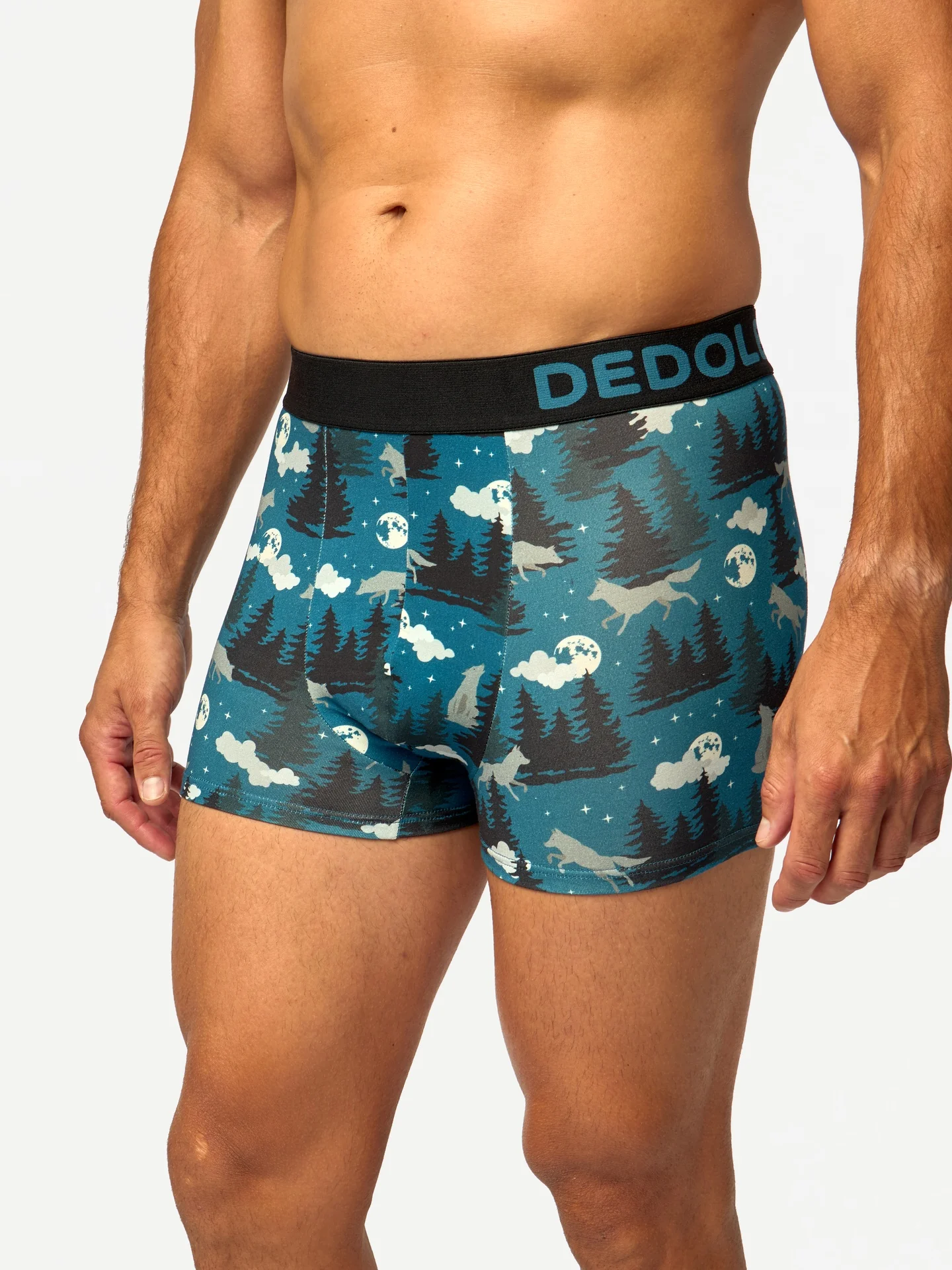 Bóxeres de pierna corta para hombre Lobo y luna - Image 2