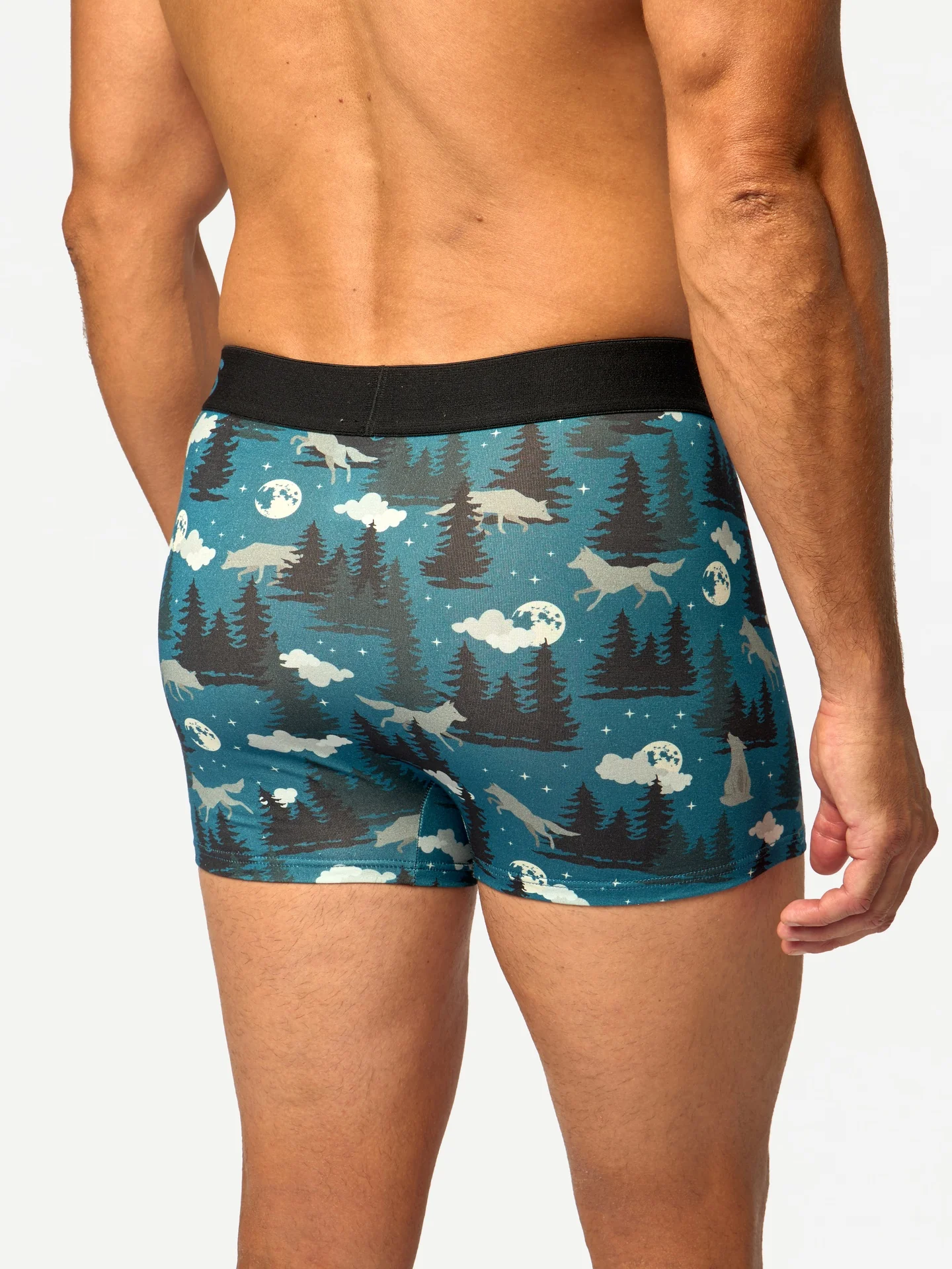 Bóxeres de pierna corta para hombre Lobo y luna - Image 3