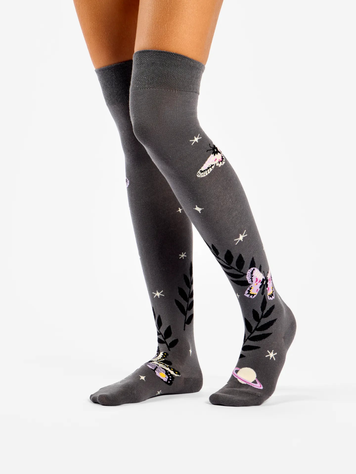 Calcetines alegres por encima de la rodilla Mariposas nocturnas - Image 2