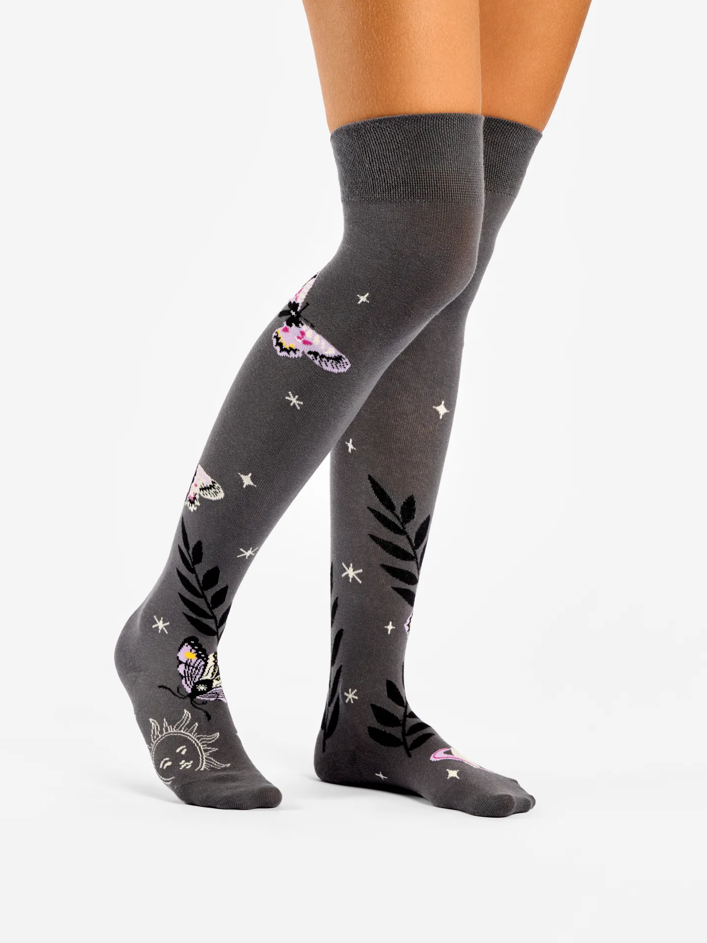 Calcetines alegres por encima de la rodilla Mariposas nocturnas - Image 3