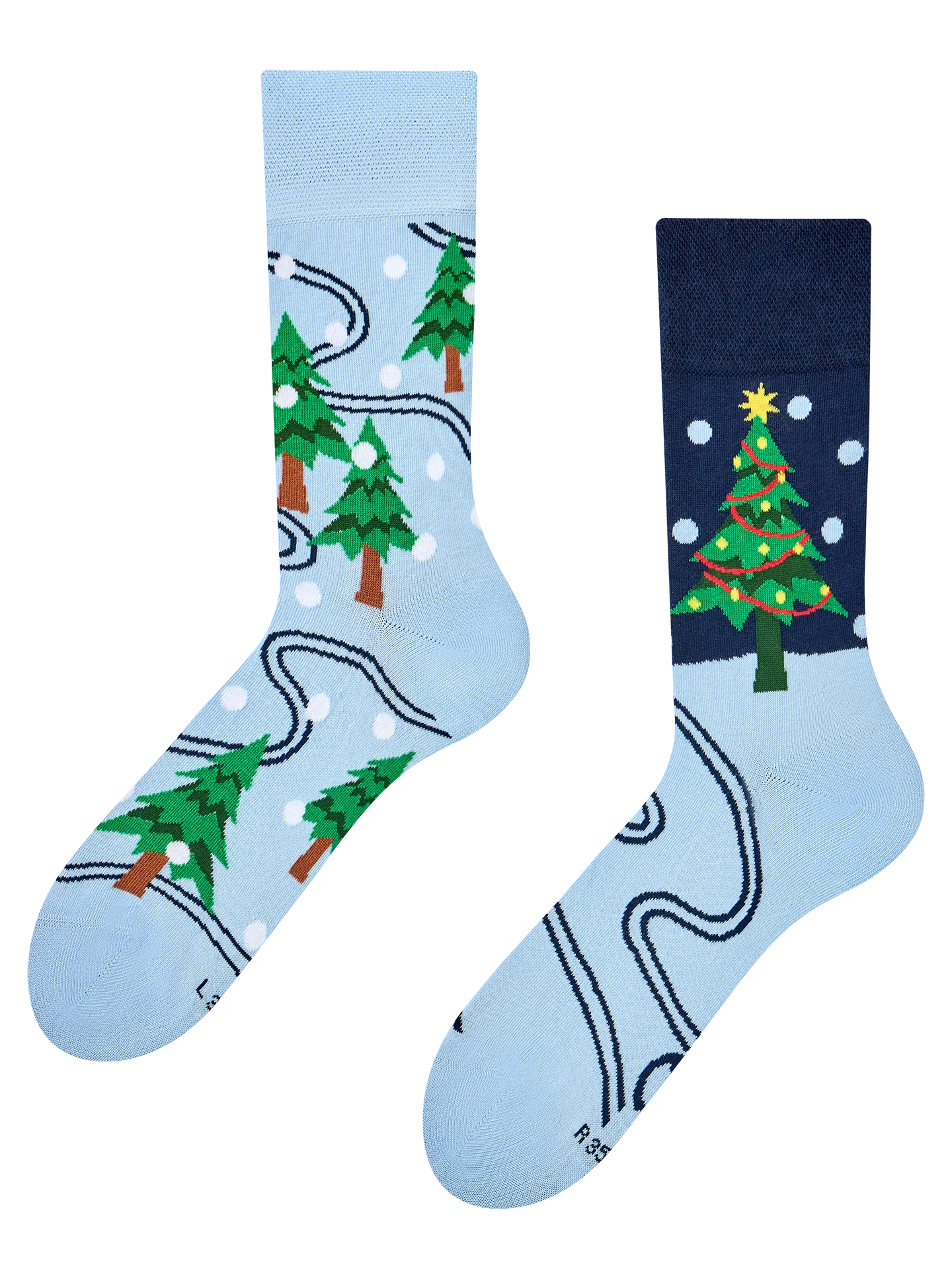 Calcetines alegres Árbol de Navidad y nieve